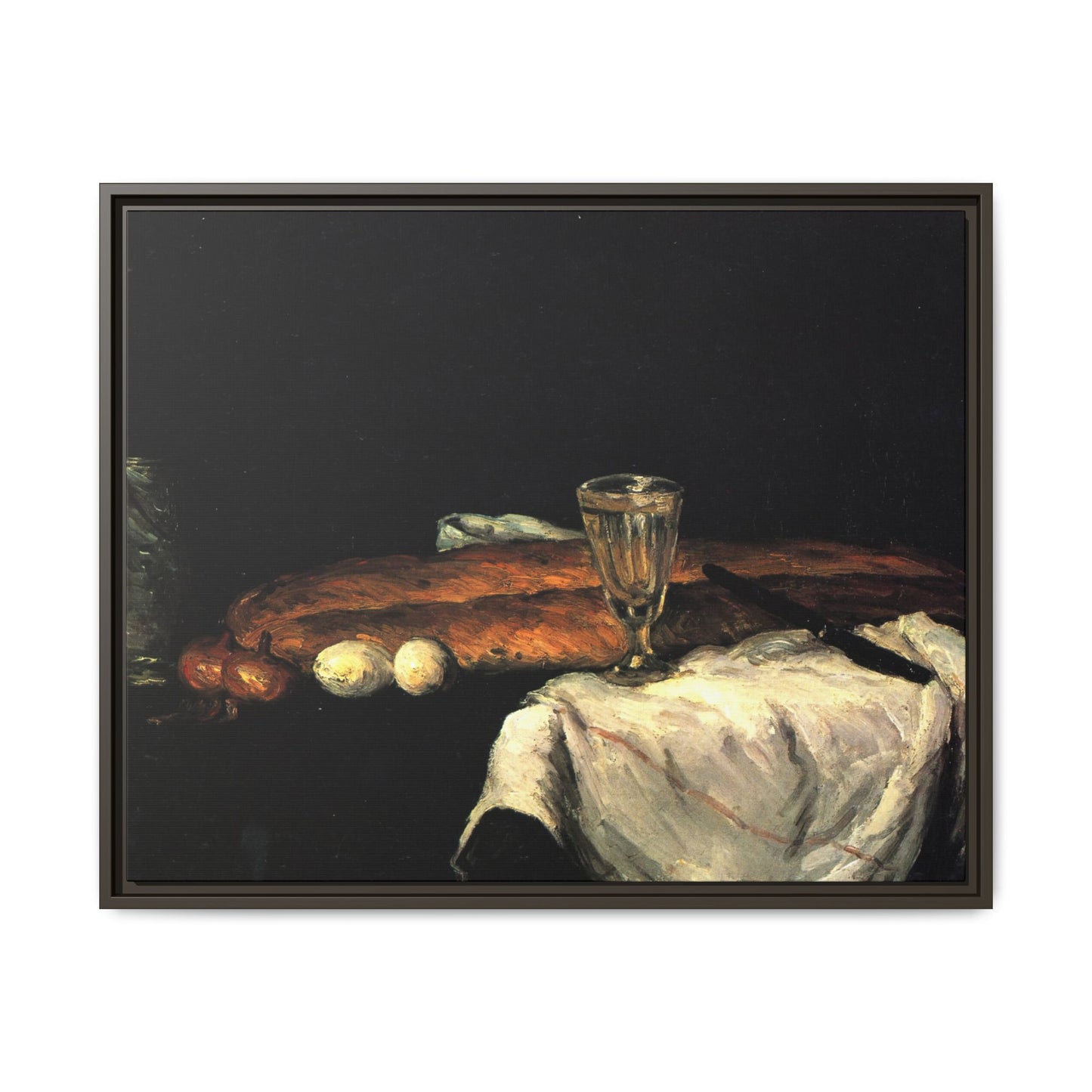 Cézanne, Paul - Still Life with Bread and Eggs (1865) - Matte Canvas, Framed