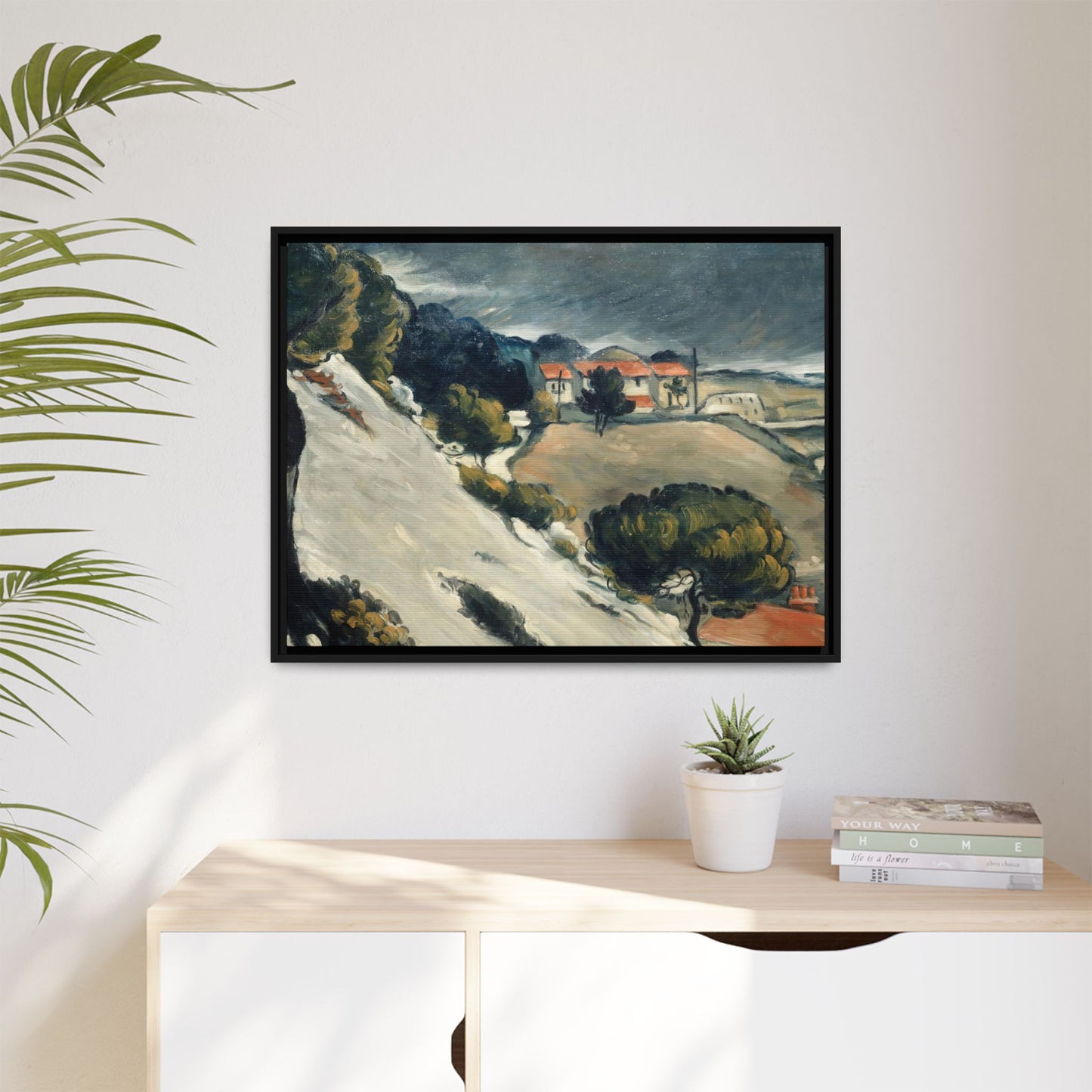 Cézanne, Paul - L’Estaque, Melting Snow (1870) - Matte Canvas, Framed