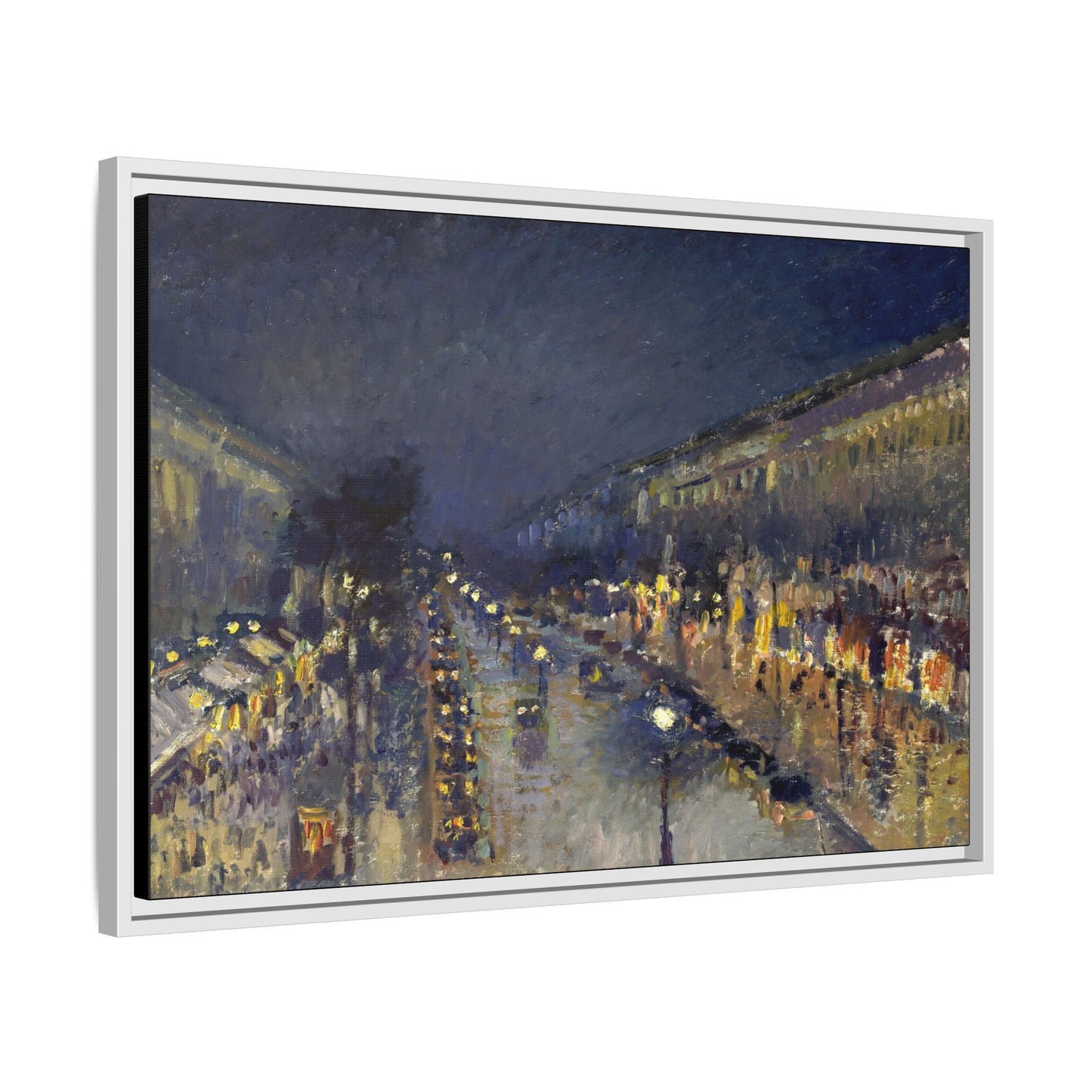 Pissarro, Camille - The Boulevard Montmartre At Night (1897) - Matte Canvas, Framed