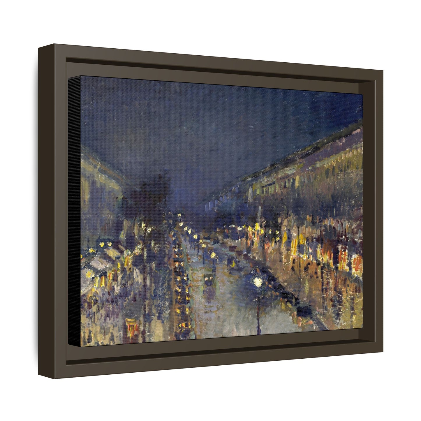 Pissarro, Camille - The Boulevard Montmartre At Night (1897) - Matte Canvas, Framed