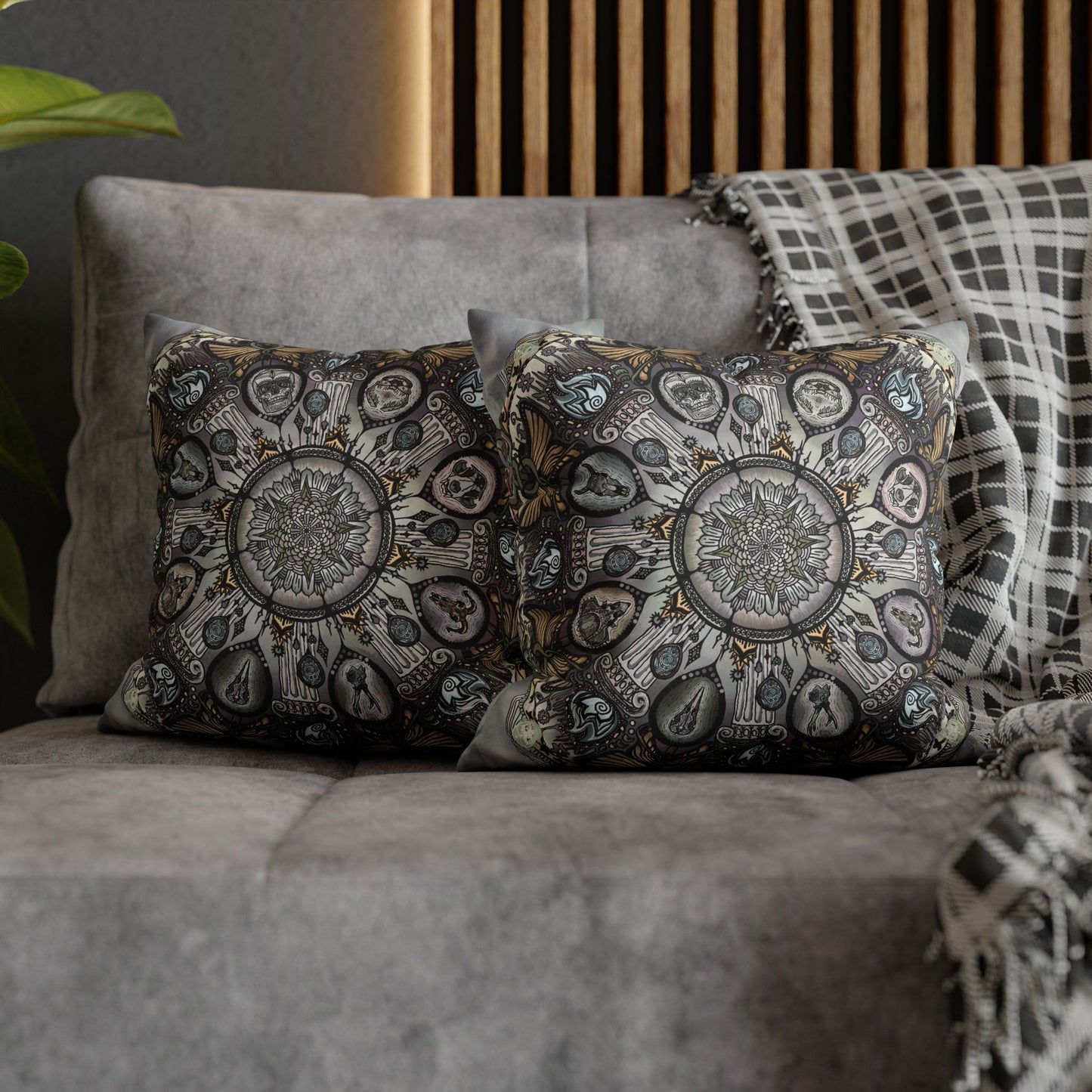 Pacio, Adam - Memento Mori Mandala - Suede Square Pillowcase