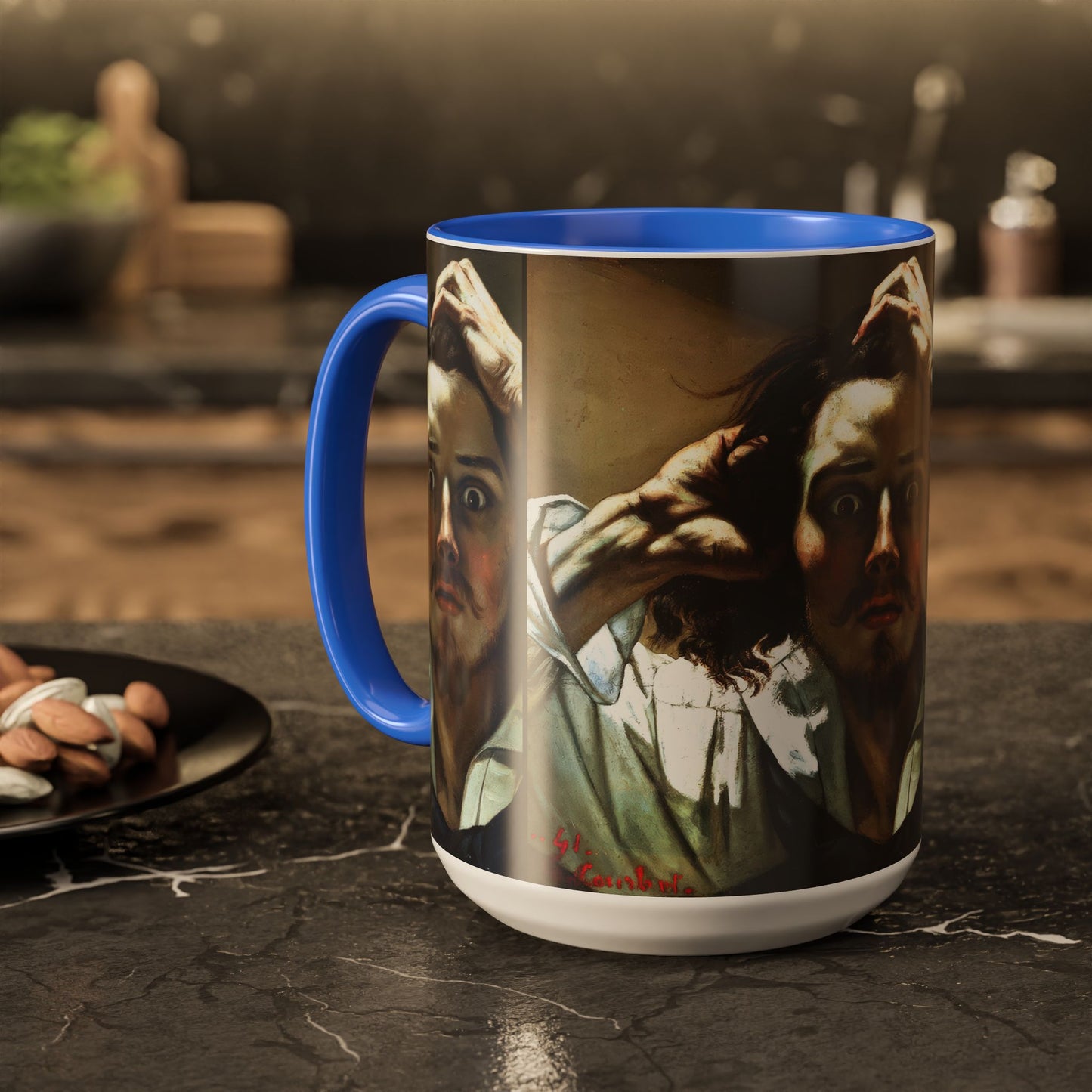 Courbet, Gustave - The Desperate Man (1843) - Colorful Accent Mugs