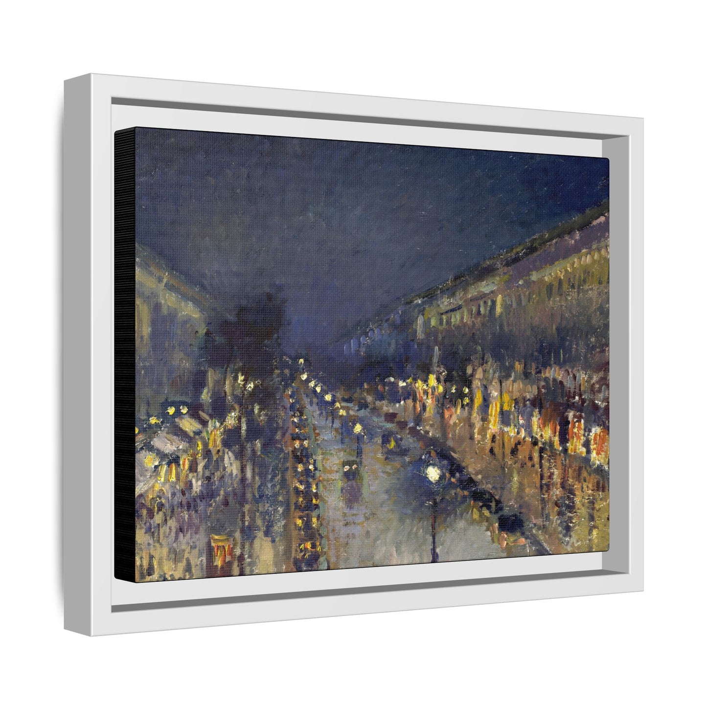 Pissarro, Camille - The Boulevard Montmartre At Night (1897) - Matte Canvas, Framed