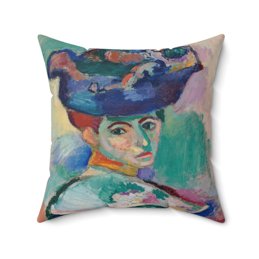 Matisse, Henri - Woman with a Hat (1905) - Suede Square Pillow