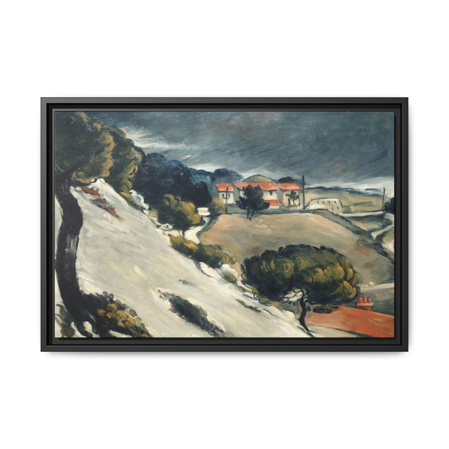 Cézanne, Paul - L’Estaque, Melting Snow (1870) - Matte Canvas, Framed