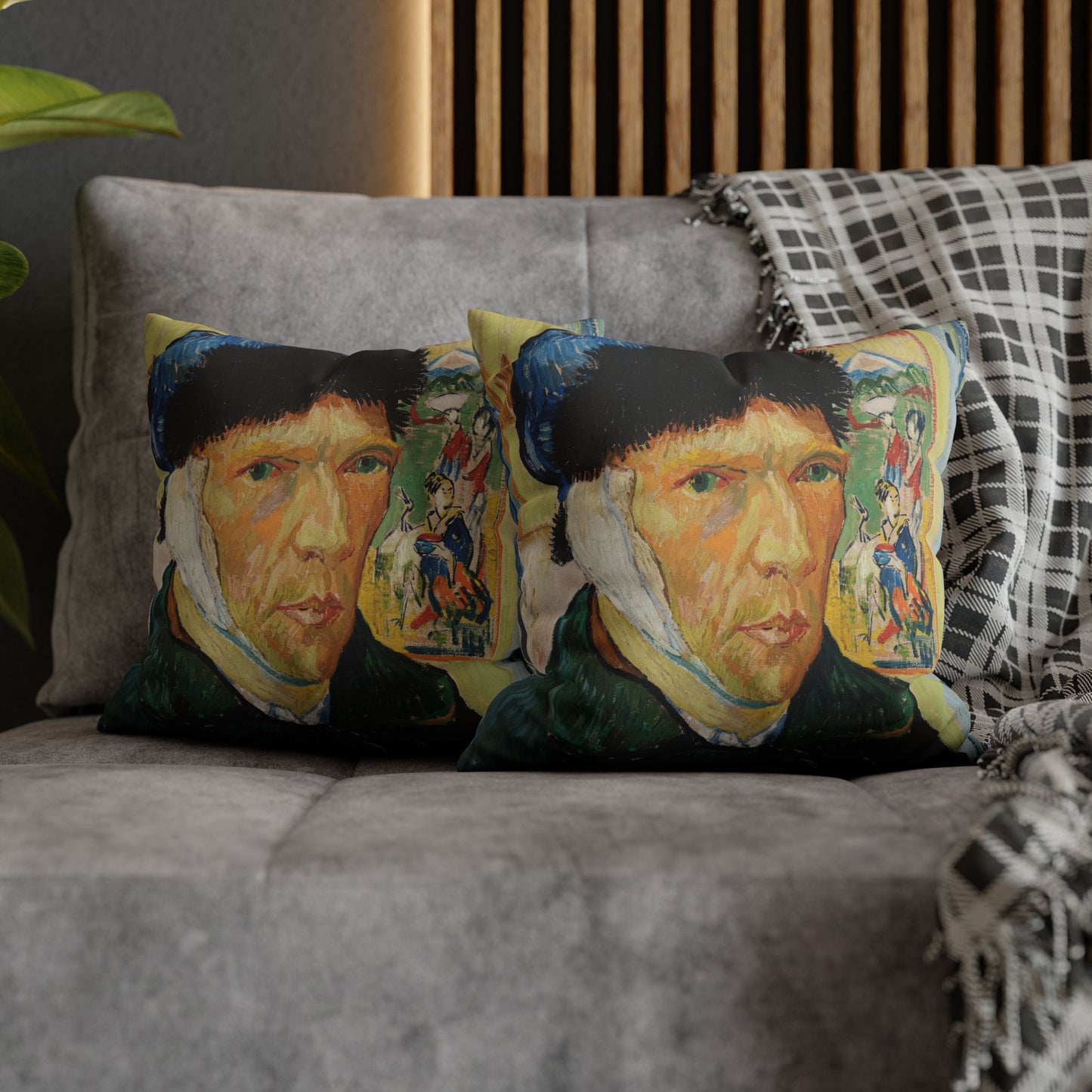 Van Gogh, Vincent - Self Portrait with Bandaged Ear (1889) - Suede Square Pillowcase