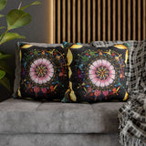Obsidian Grandmothers Mandala - Suede Square Pillowcase