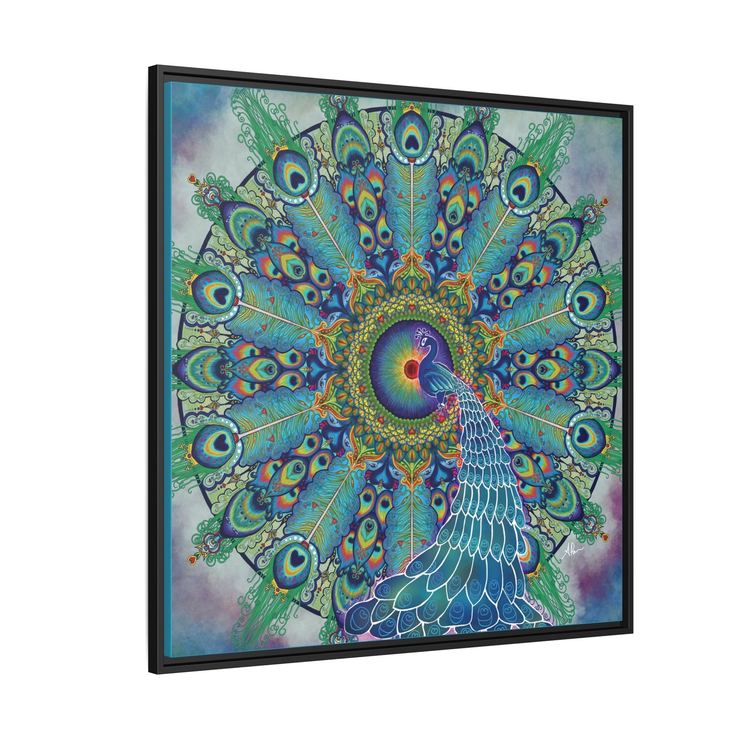 Melek Taus Mandala - Framed Matte Canvas