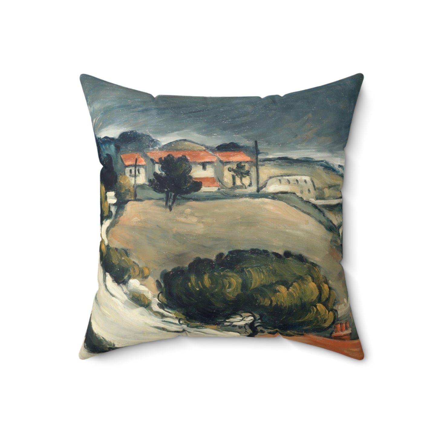 Cézanne, Paul - L’Estaque, Melting Snow (1870) - Suede Square Pillow