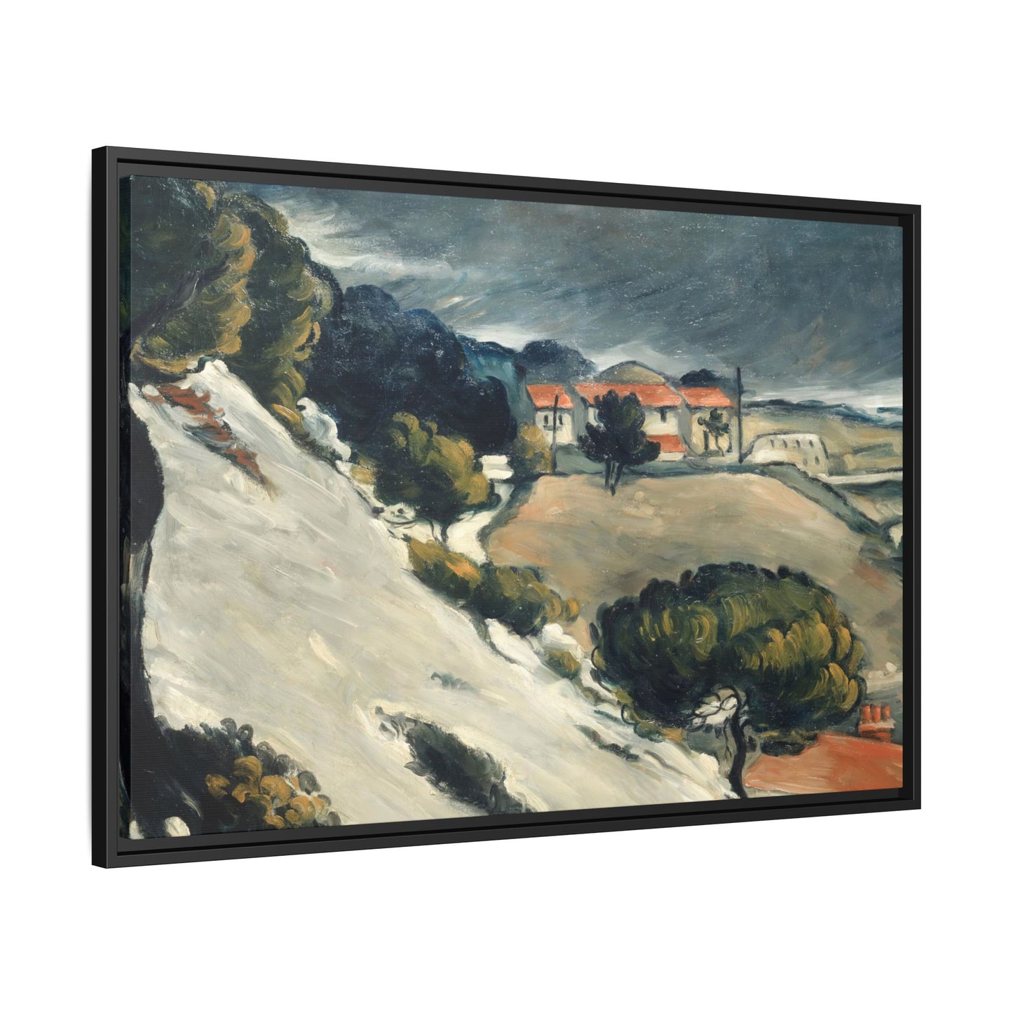 Cézanne, Paul - L’Estaque, Melting Snow (1870) - Matte Canvas, Framed