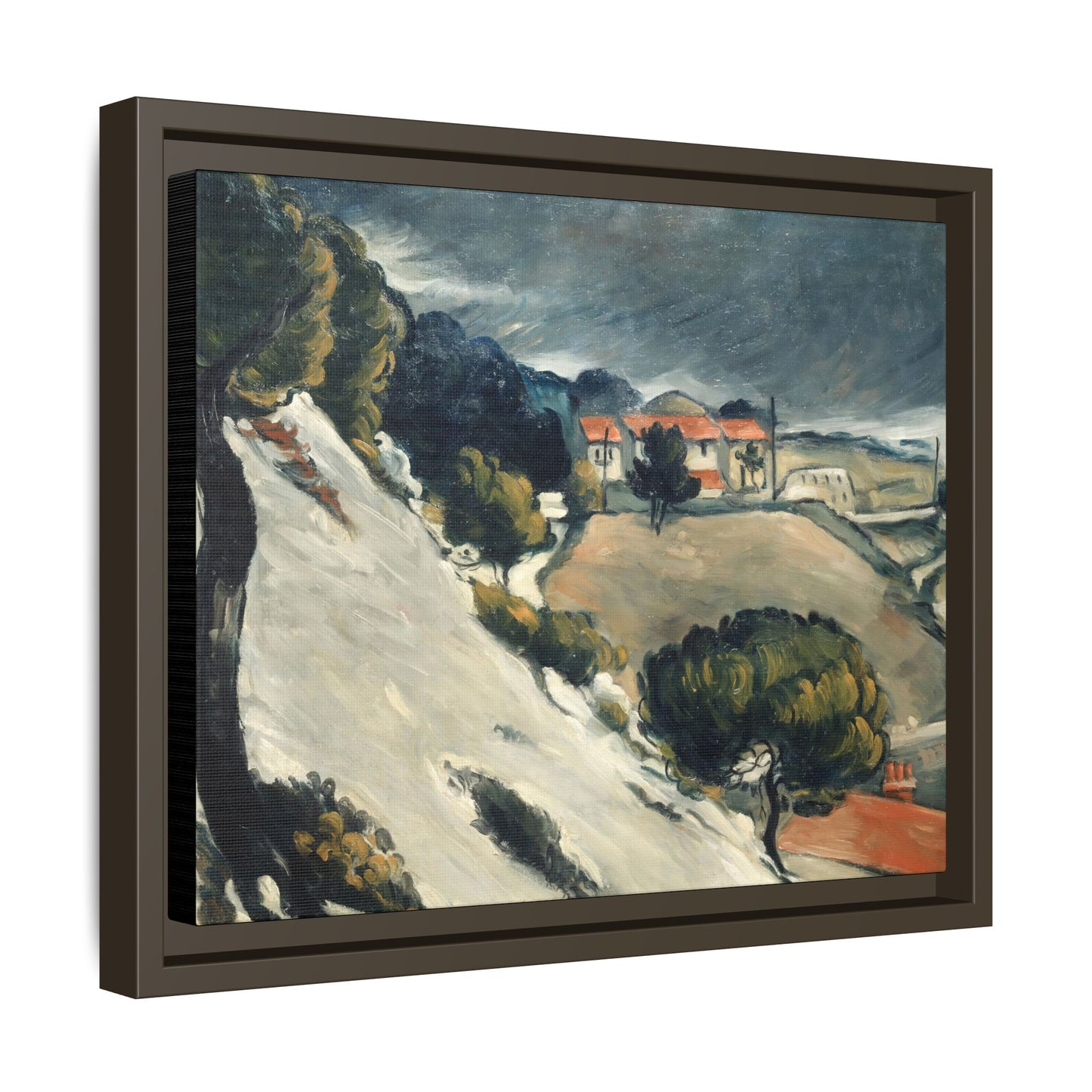 Cézanne, Paul - L’Estaque, Melting Snow (1870) - Matte Canvas, Framed