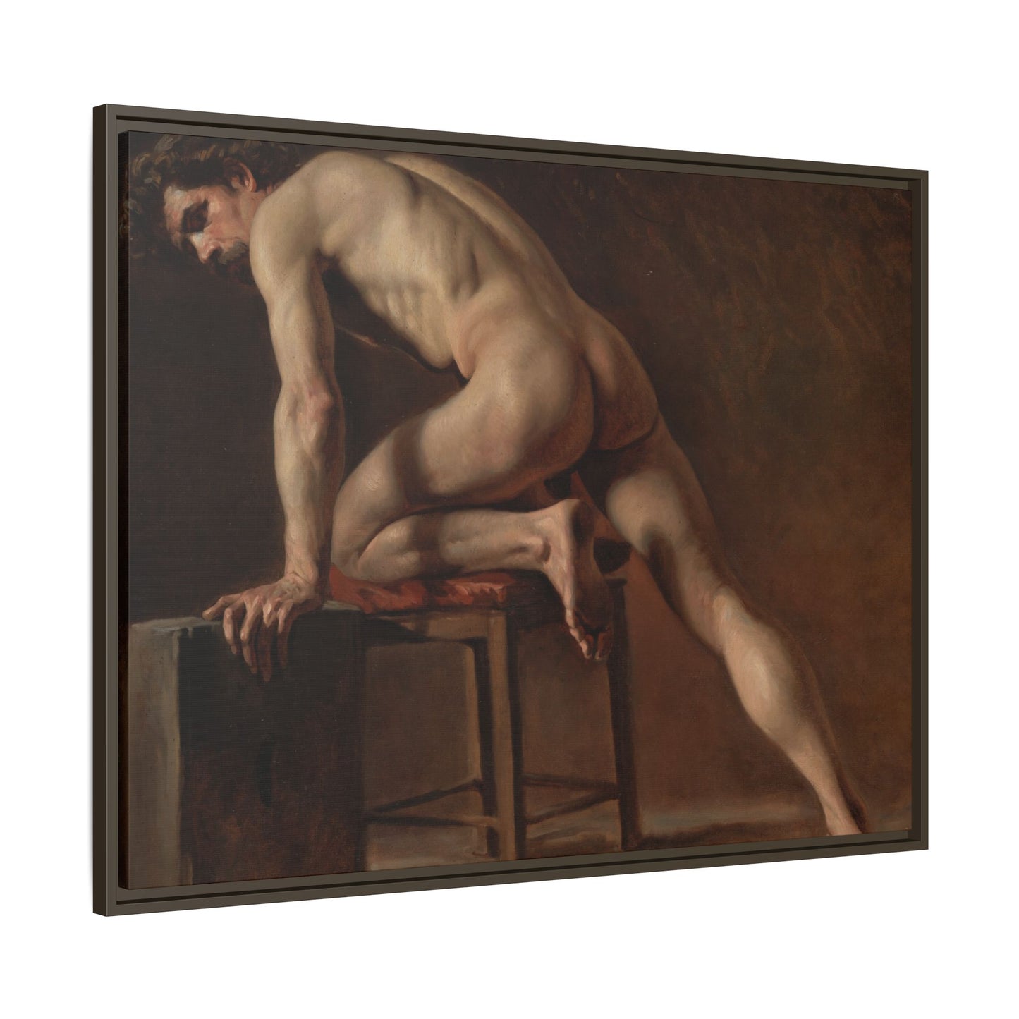 Courbet, Gustave - Study of a Nude Man (1840) - Matte Canvas, Framed