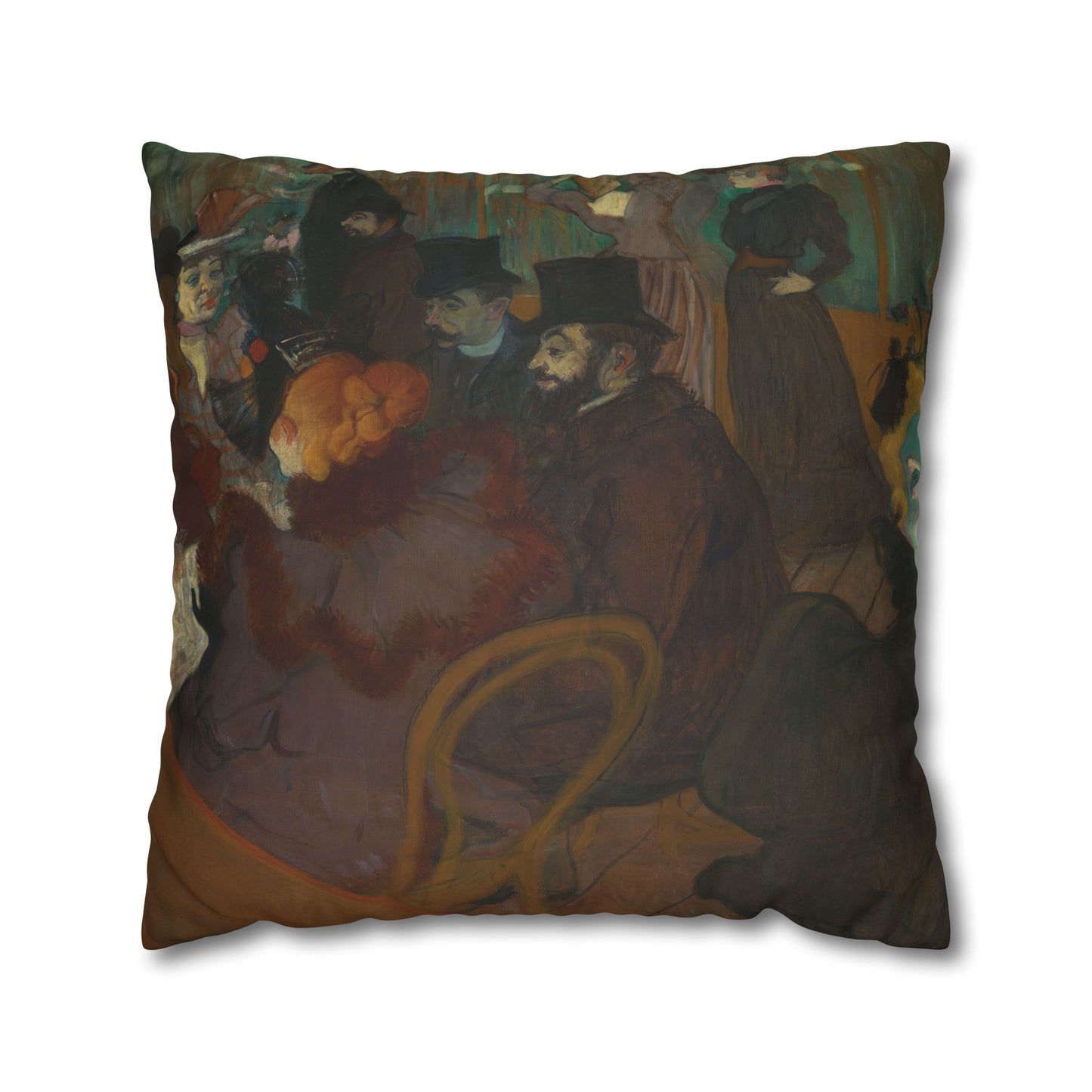Toulouse-Lautrec, Henri - At the Moulin Rouge (1892) - Suede Square Pillowcase