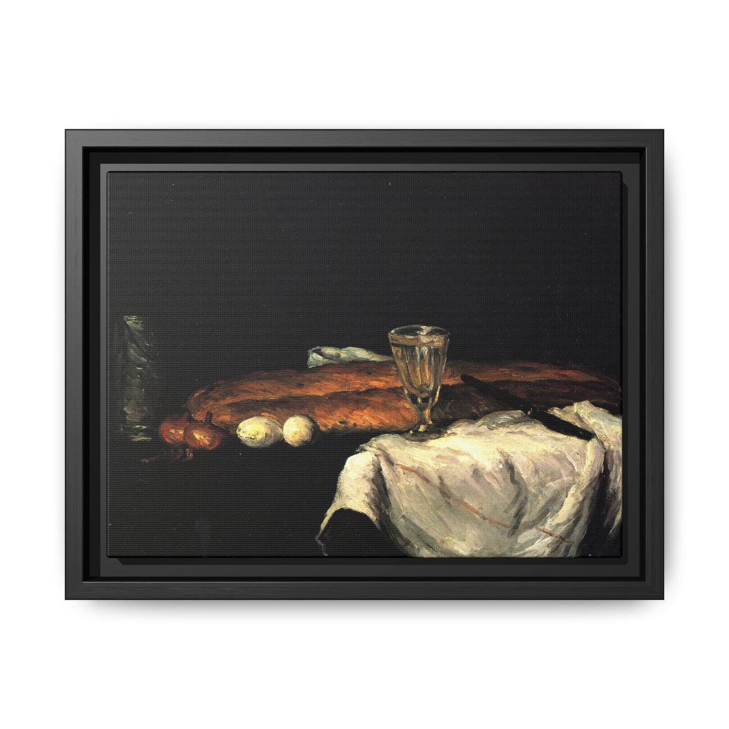 Cézanne, Paul - Still Life with Bread and Eggs (1865) - Matte Canvas, Framed