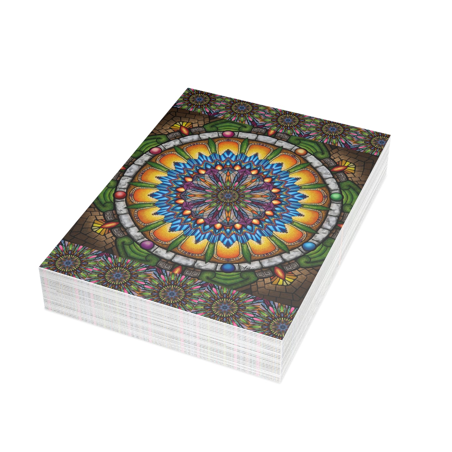 Pacio, Adam - Emerald Arrows Mandala - Postcard Bundles with Envelopes Included