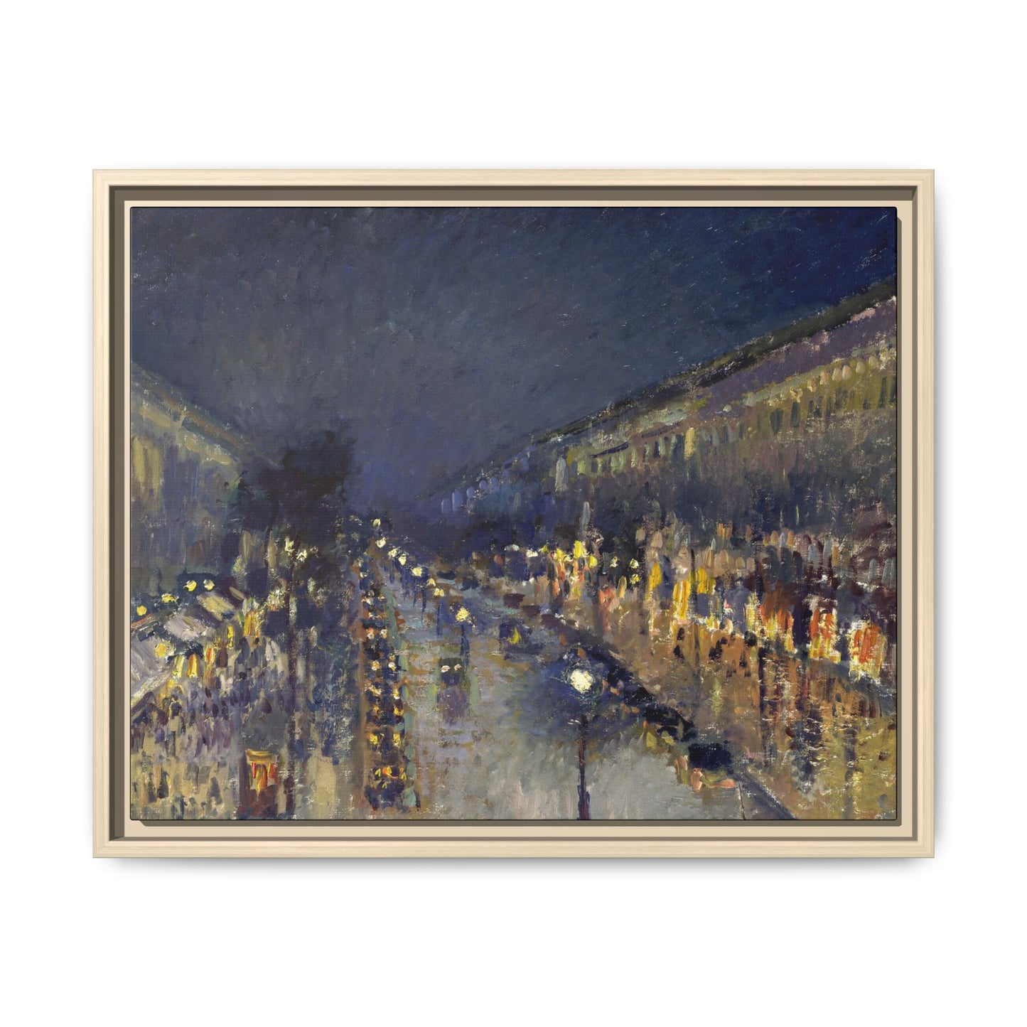 Pissarro, Camille - The Boulevard Montmartre At Night (1897) - Matte Canvas, Framed