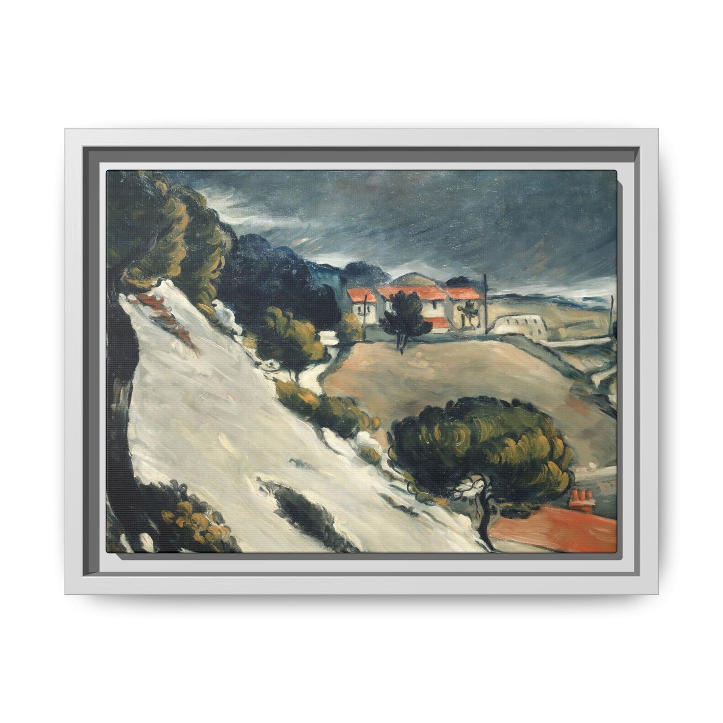 Cézanne, Paul - L’Estaque, Melting Snow (1870) - Matte Canvas, Framed