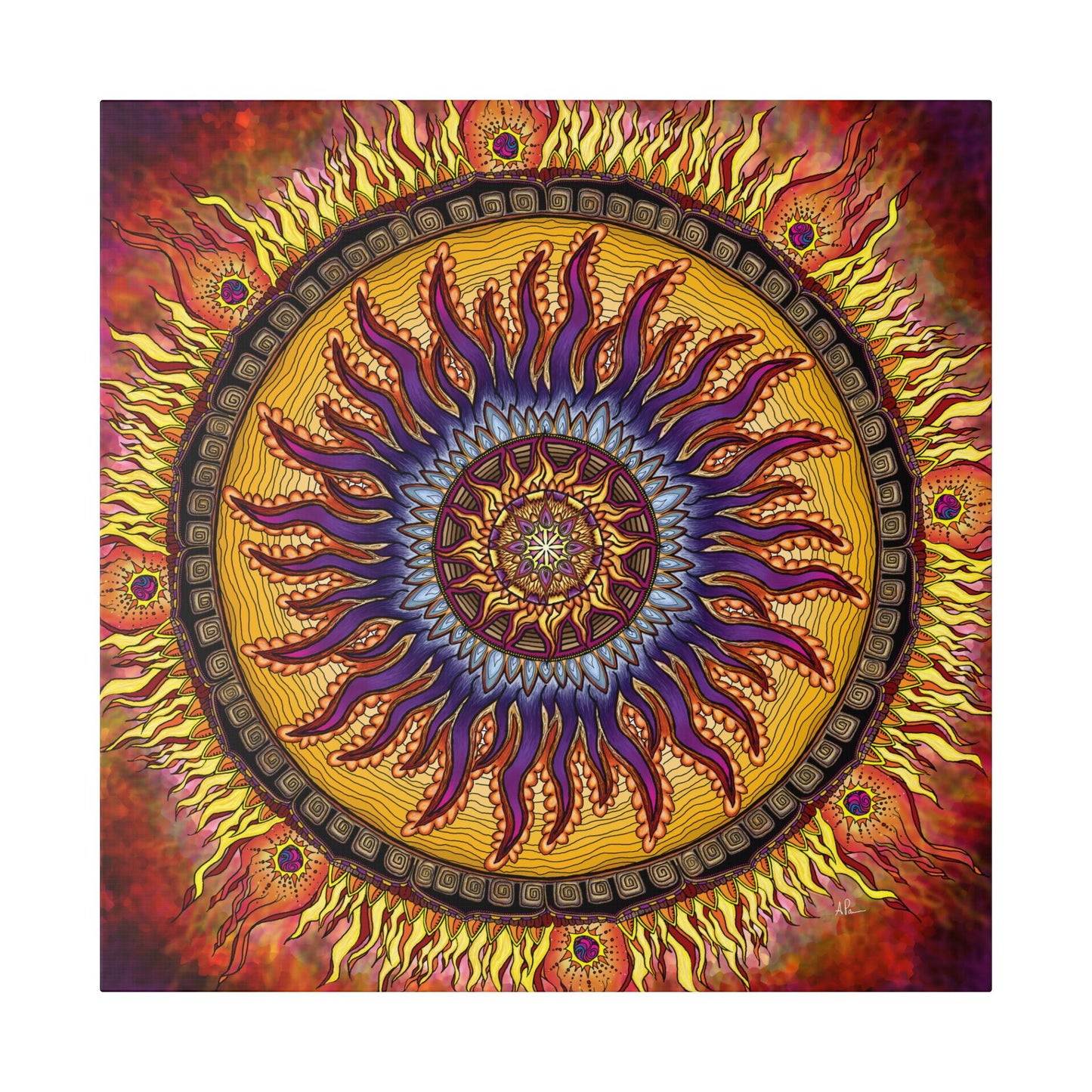 Solar Disc Mandala - Canvas Block