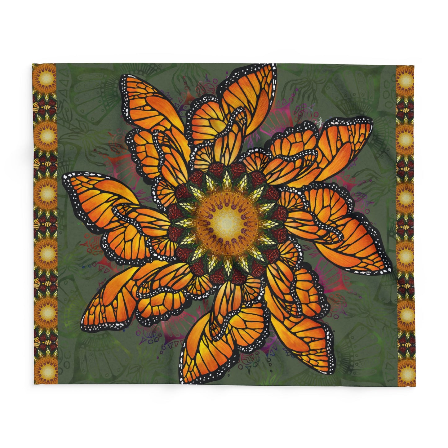 Pacio, Adam - Monarch Butterfly Mandala - Arctic Fleece Blanket
