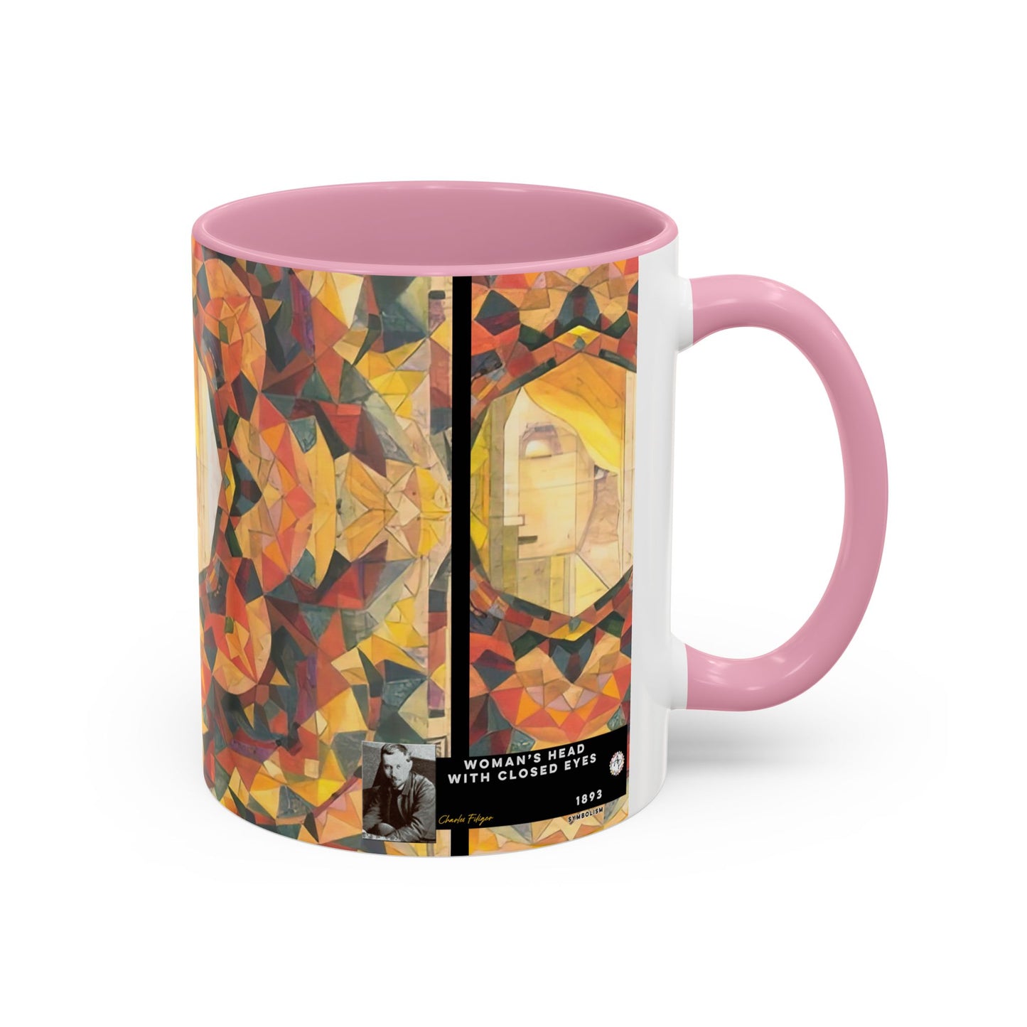 Filiger, Charles - Woman’s Head with Closed Eyes (1893) - Colorful Accent Mugs