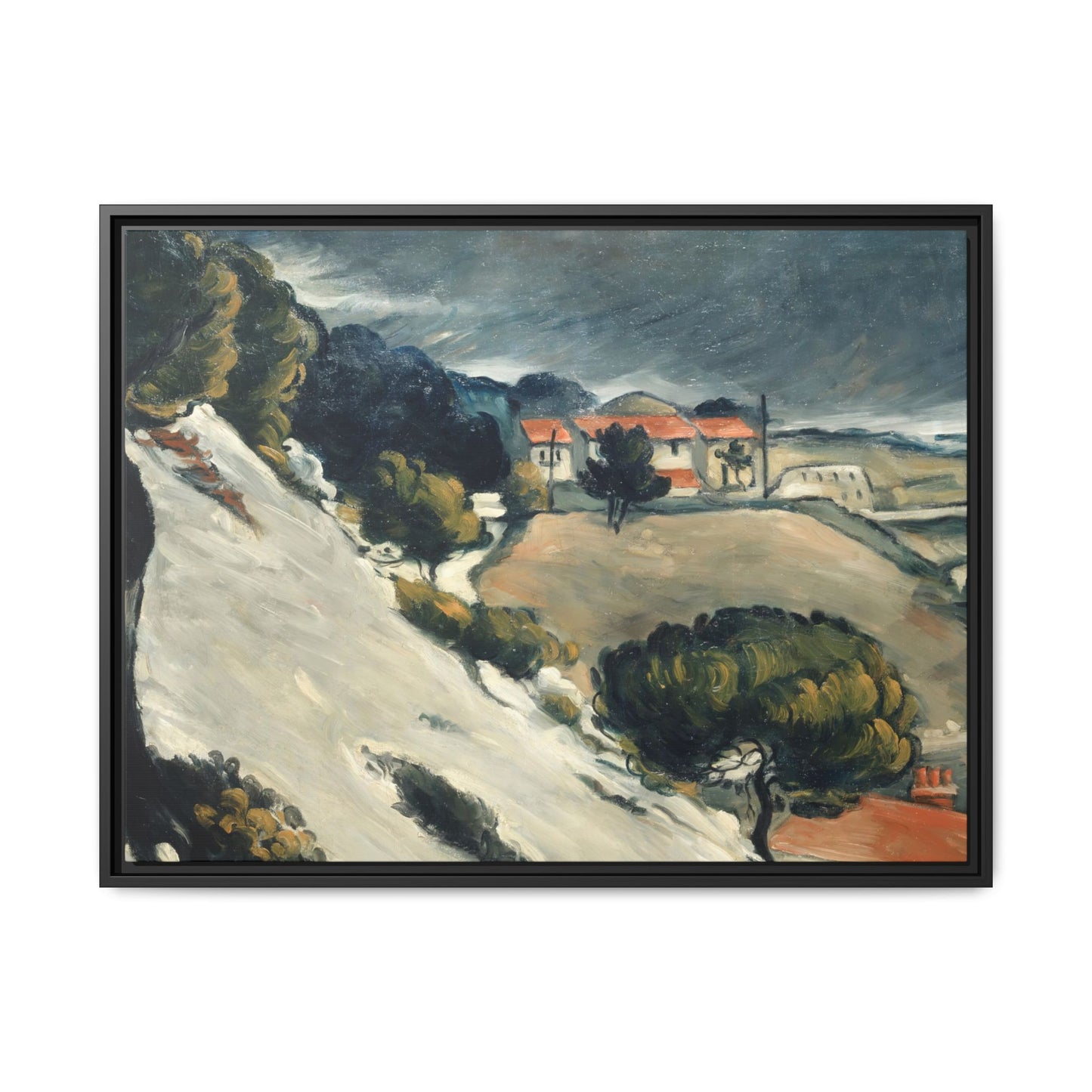 Cézanne, Paul - L’Estaque, Melting Snow (1870) - Matte Canvas, Framed