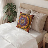 Solar Disc Mandala - Poly Velvet Pillow