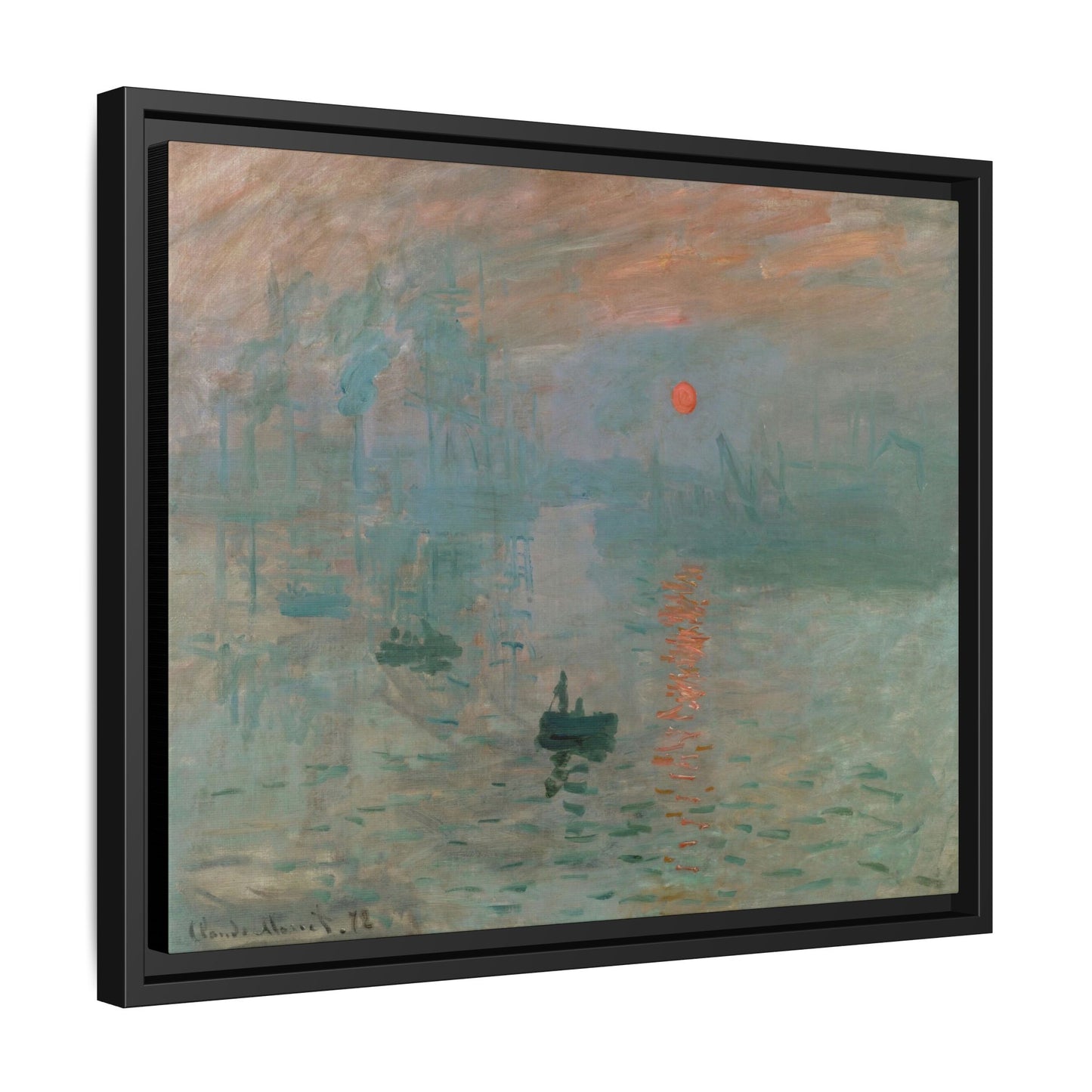 Monet, Claude - Impression, Sunrise (1872) - Matte Canvas, Framed