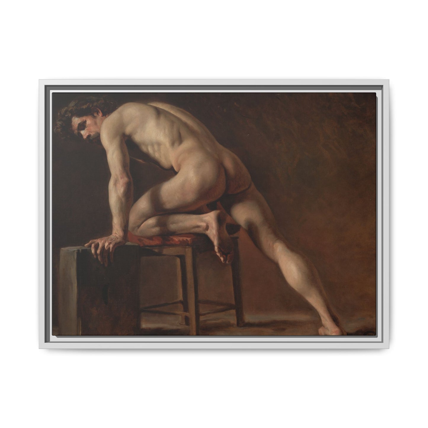 Courbet, Gustave - Study of a Nude Man (1840) - Matte Canvas, Framed