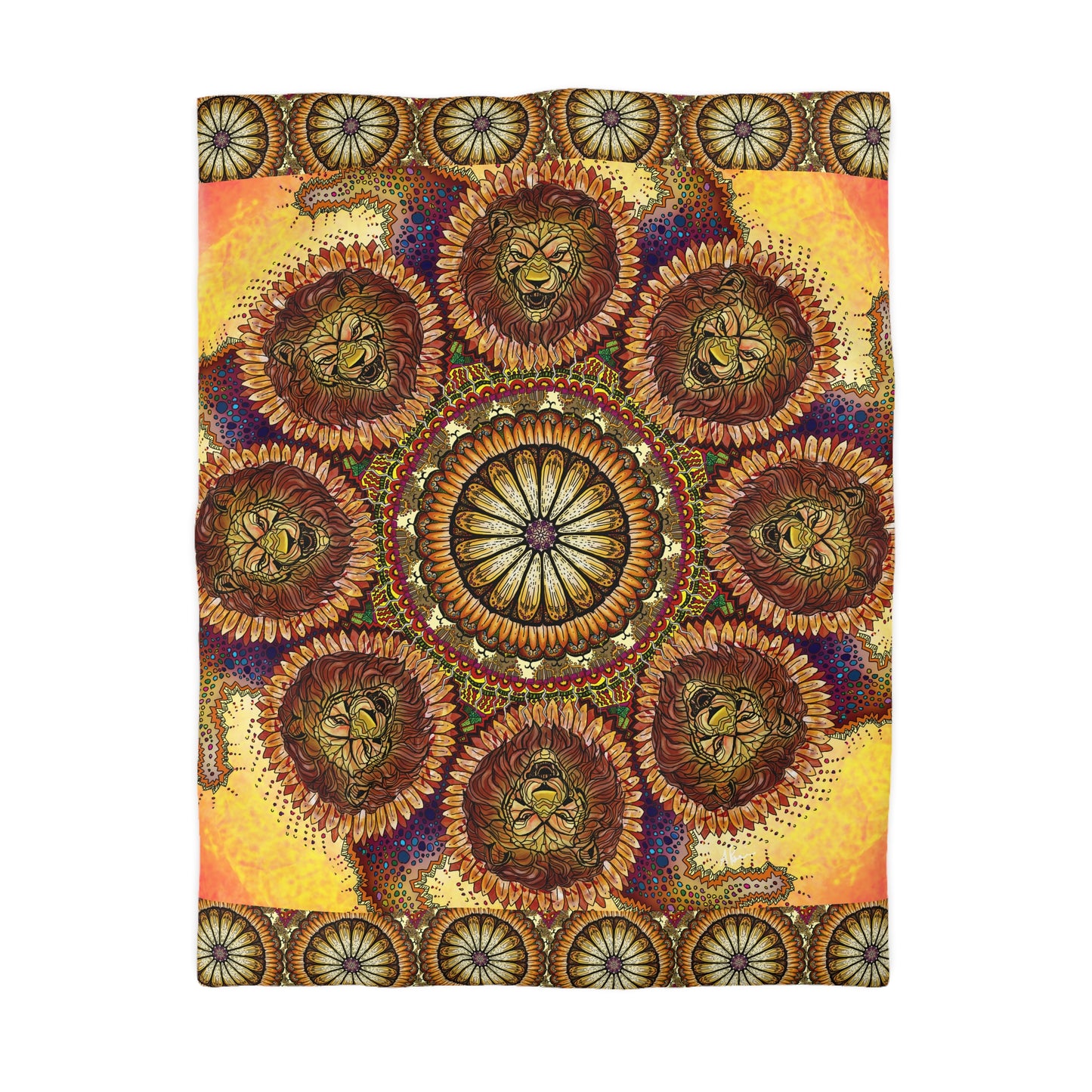 Lion Summer Mandala - Microfiber Duvet Cover
