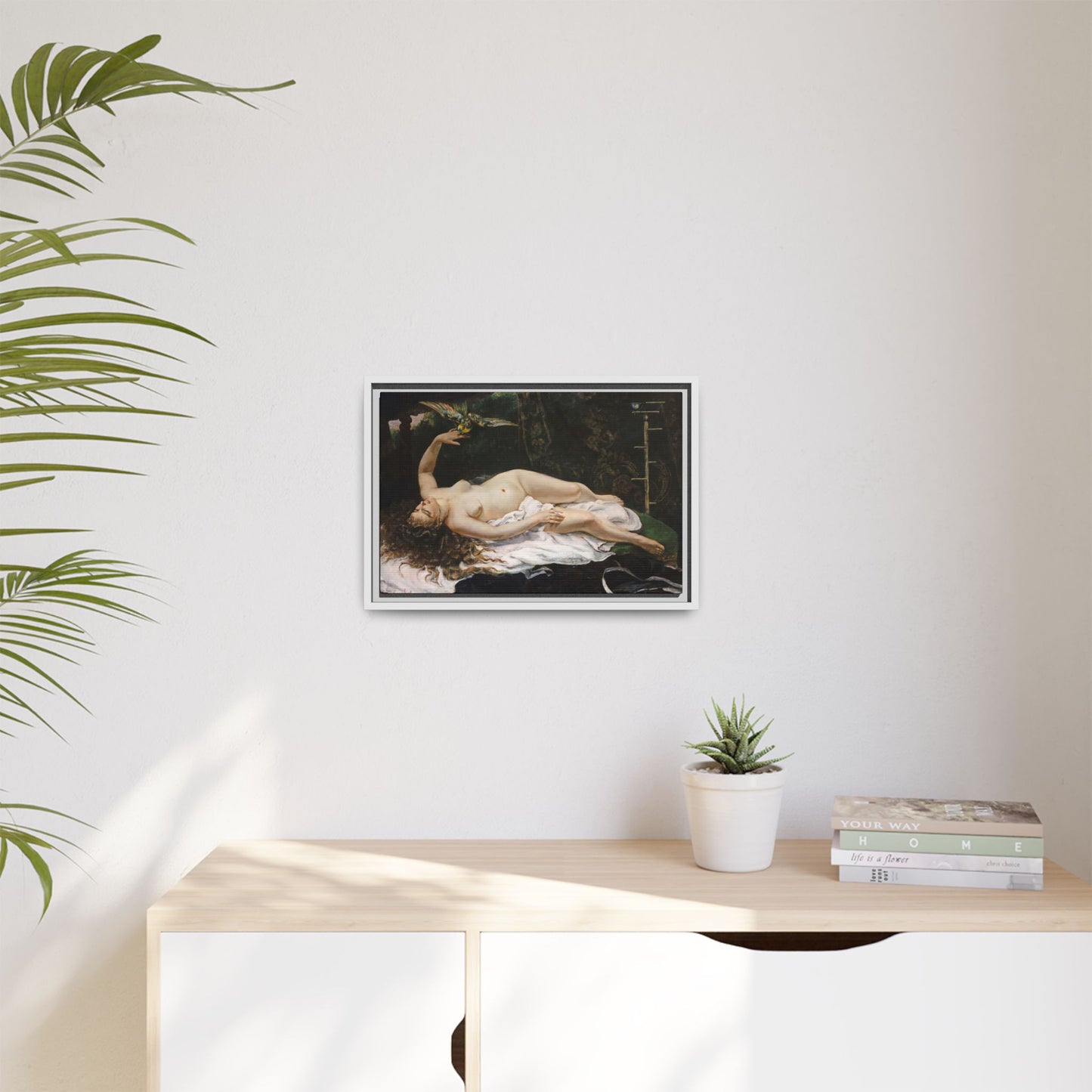 Courbet, Gustave - Woman with a Parrot (1866) - Matte Canvas, Framed