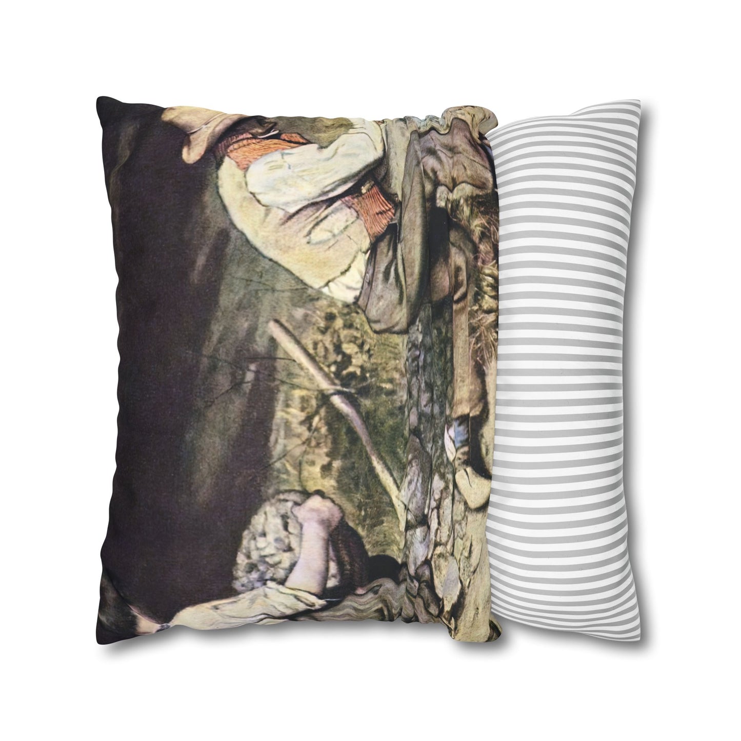 Courbet, Gustave - The Stone Breakers (1850) - Suede Square Pillowcase