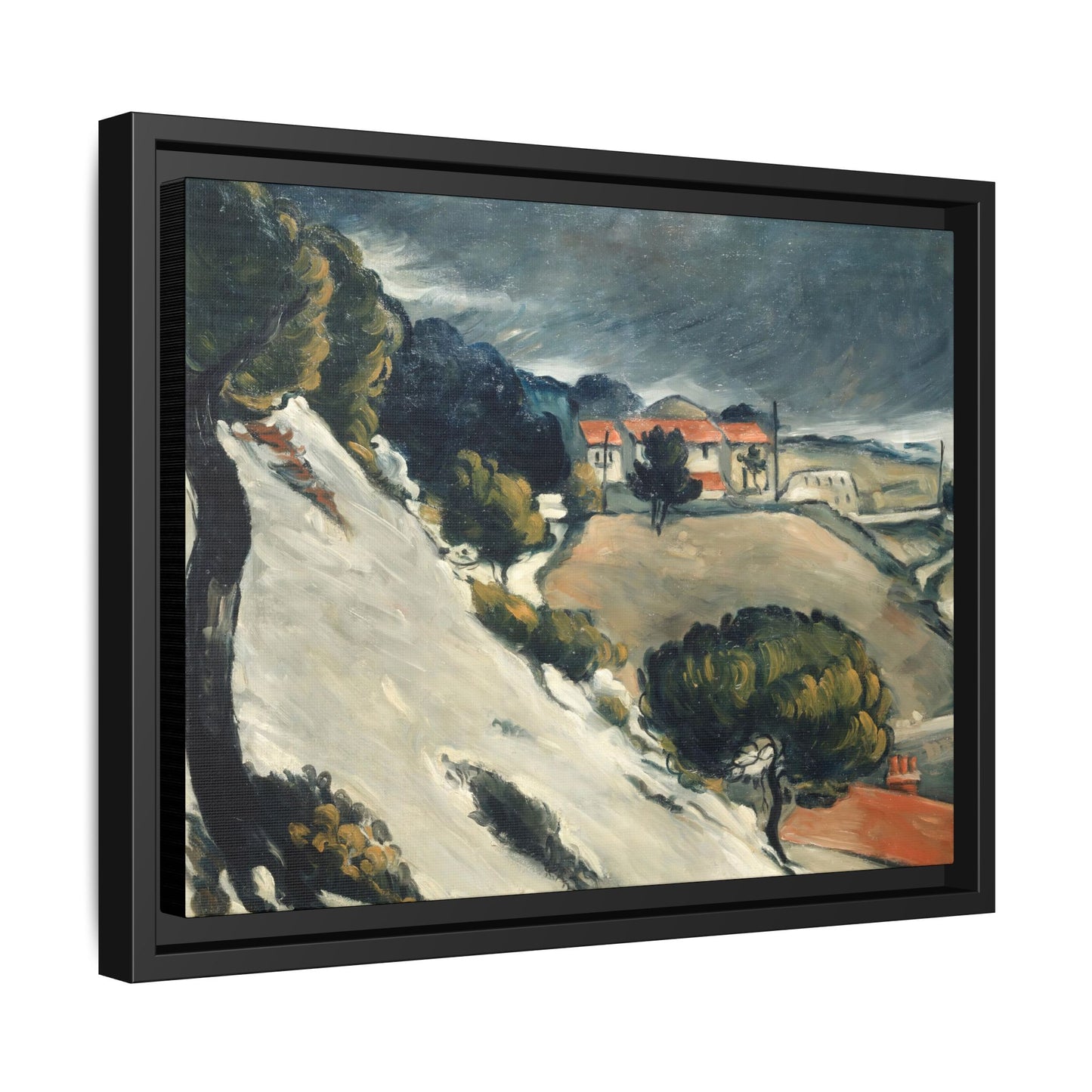 Cézanne, Paul - L’Estaque, Melting Snow (1870) - Matte Canvas, Framed