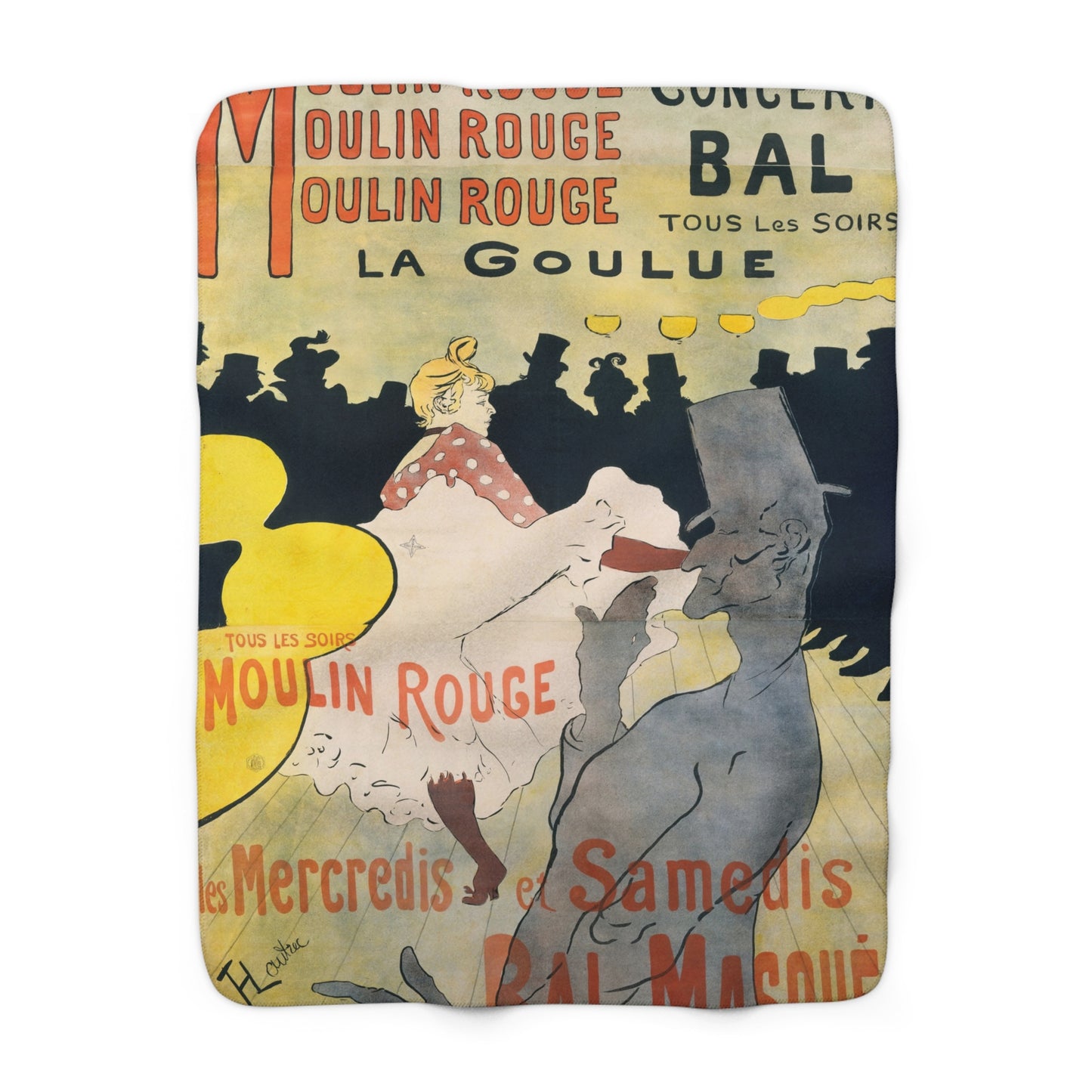 Toulouse-Lautrec, Henri - Moulin Rouge - La Goulue (1891) - Sherpa Fleece Blanket