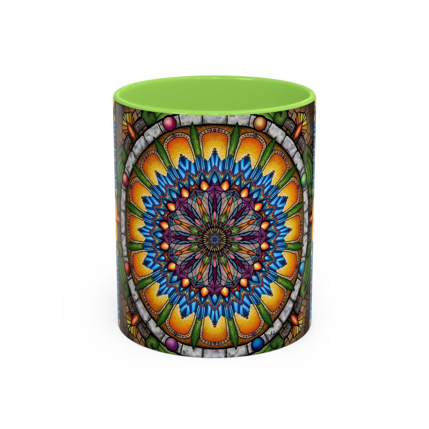 Pacio, Adam - Emerald Arrows Mandala - Colorful Accent Mugs