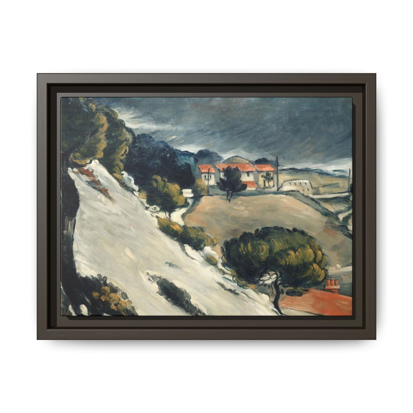 Cézanne, Paul - L’Estaque, Melting Snow (1870) - Matte Canvas, Framed