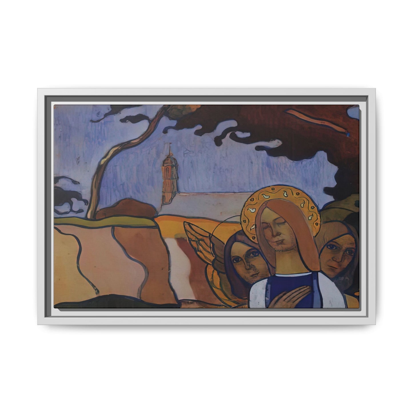 Filiger, Charles - Virgin and Two Angels (1895) - Matte Canvas, Framed