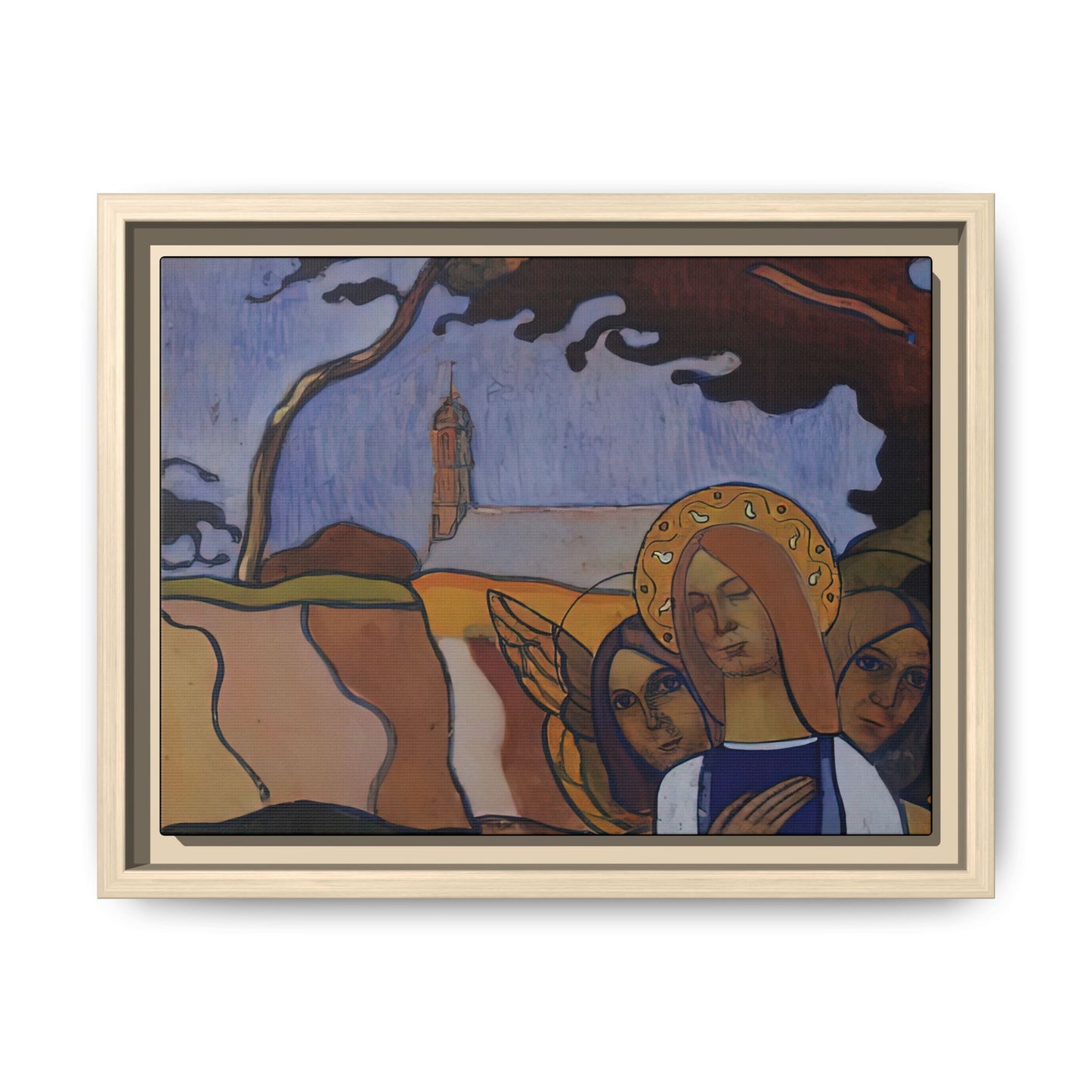 Filiger, Charles - Virgin and Two Angels (1895) - Matte Canvas, Framed
