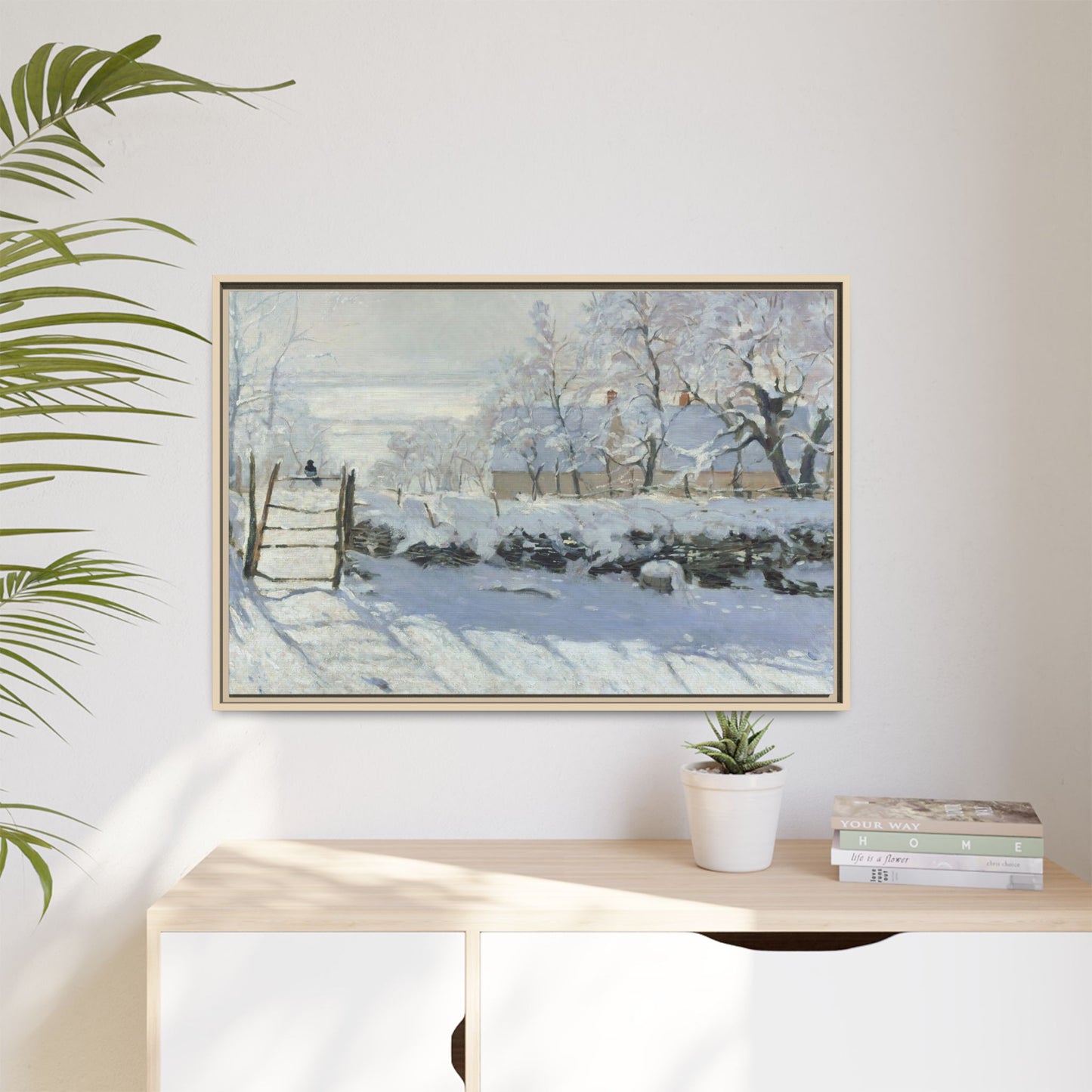 Monet, Claude - The Magpie (1868) - Matte Canvas, Framed