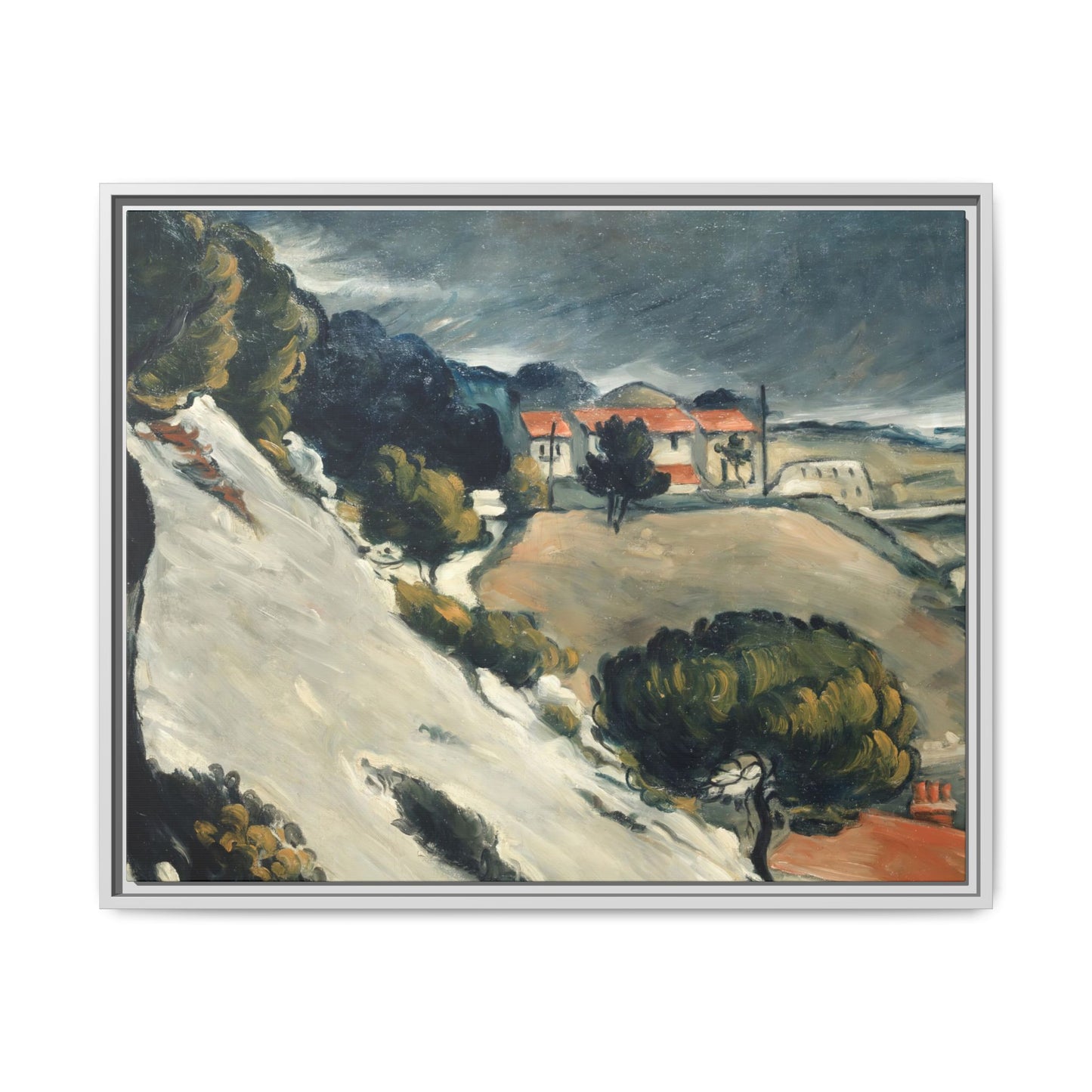 Cézanne, Paul - L’Estaque, Melting Snow (1870) - Matte Canvas, Framed