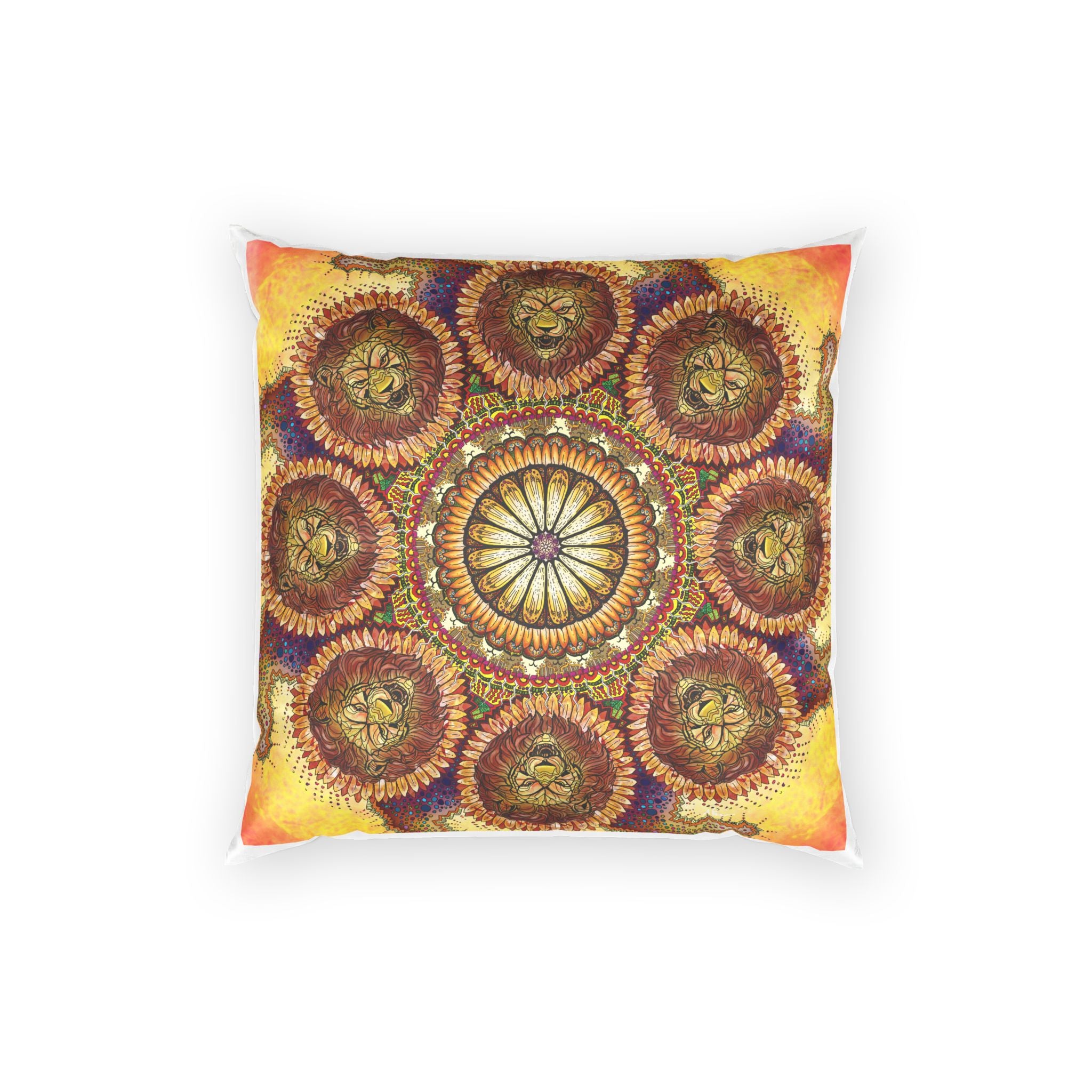 Lion Summer Mandala - Poly Velvet Pillow