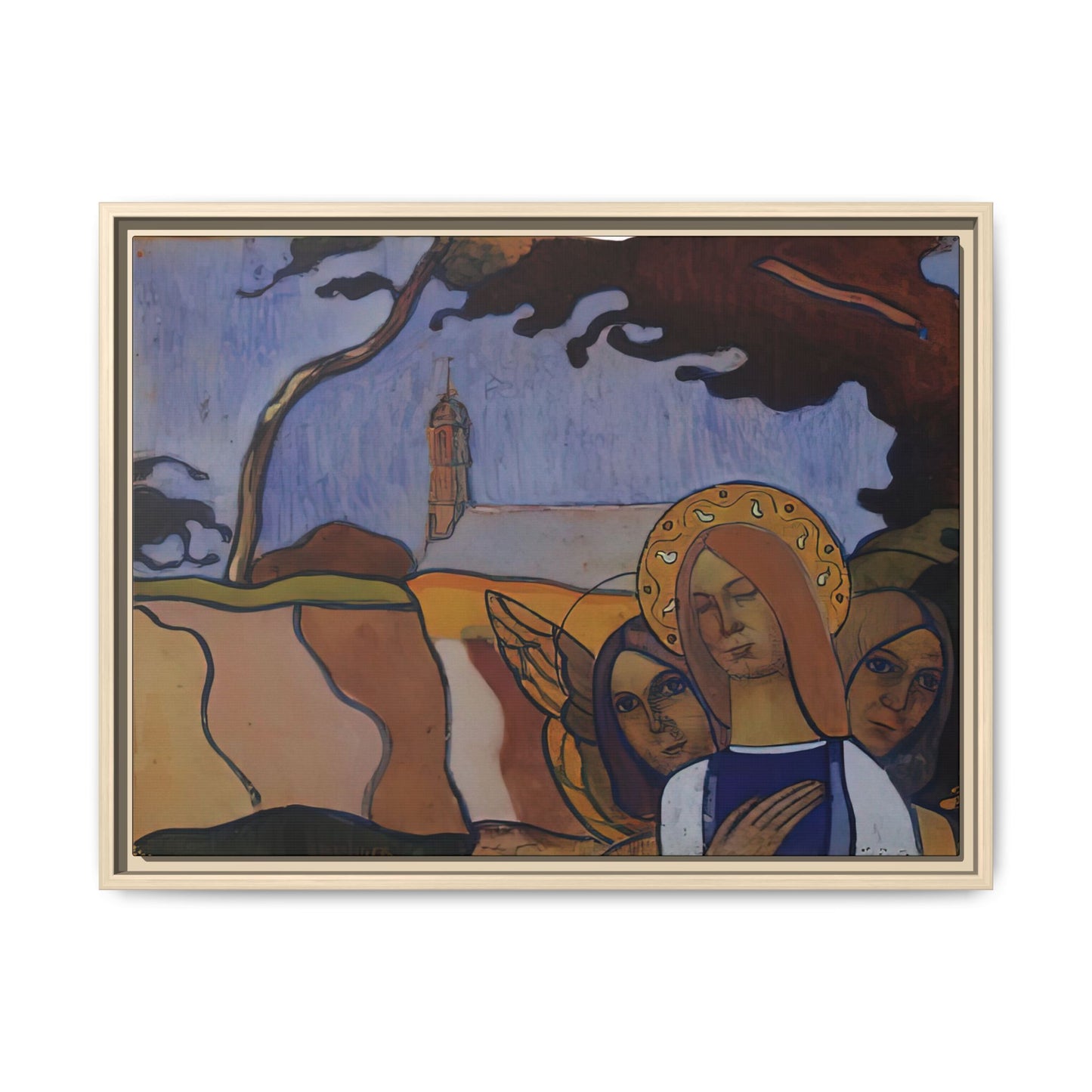 Filiger, Charles - Virgin and Two Angels (1895) - Matte Canvas, Framed