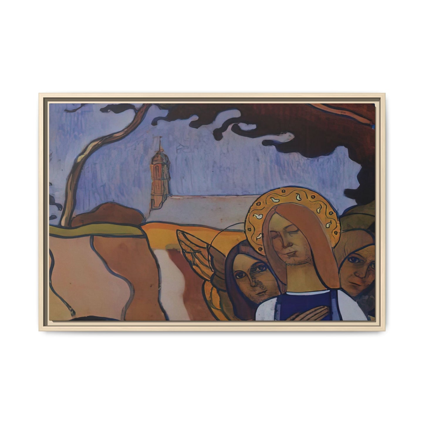 Filiger, Charles - Virgin and Two Angels (1895) - Matte Canvas, Framed