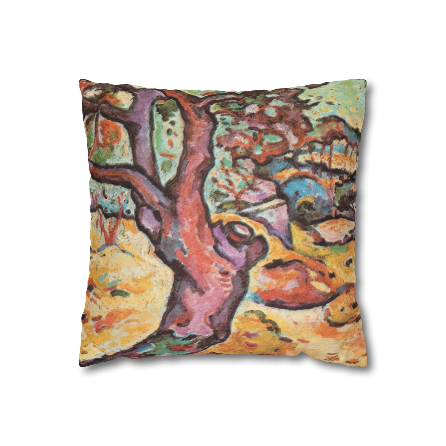Braque, Georges - Olive Tree near L'Estaque (1906) - Suede Square Pillowcase