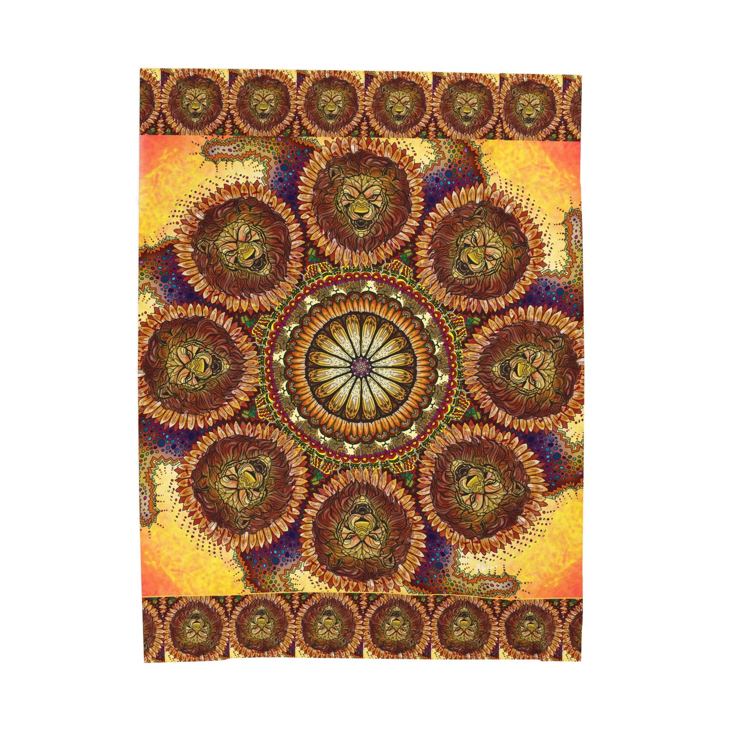 Lion Summer Mandala - Velveteen Plush Blanket