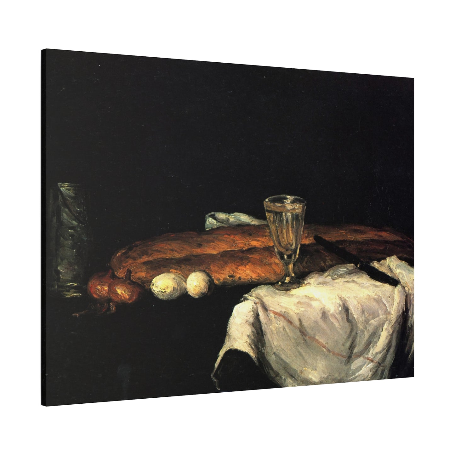 Cézanne, Paul - Still Life with Bread and Eggs (1865) - Canvas Block, unframed