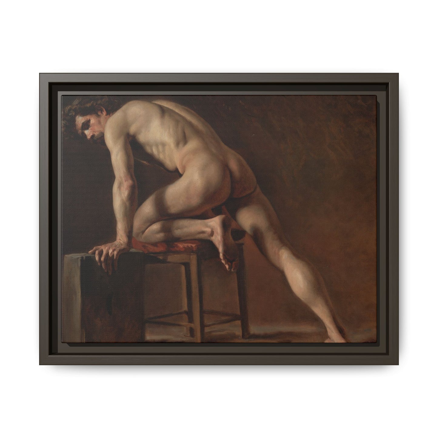 Courbet, Gustave - Study of a Nude Man (1840) - Matte Canvas, Framed