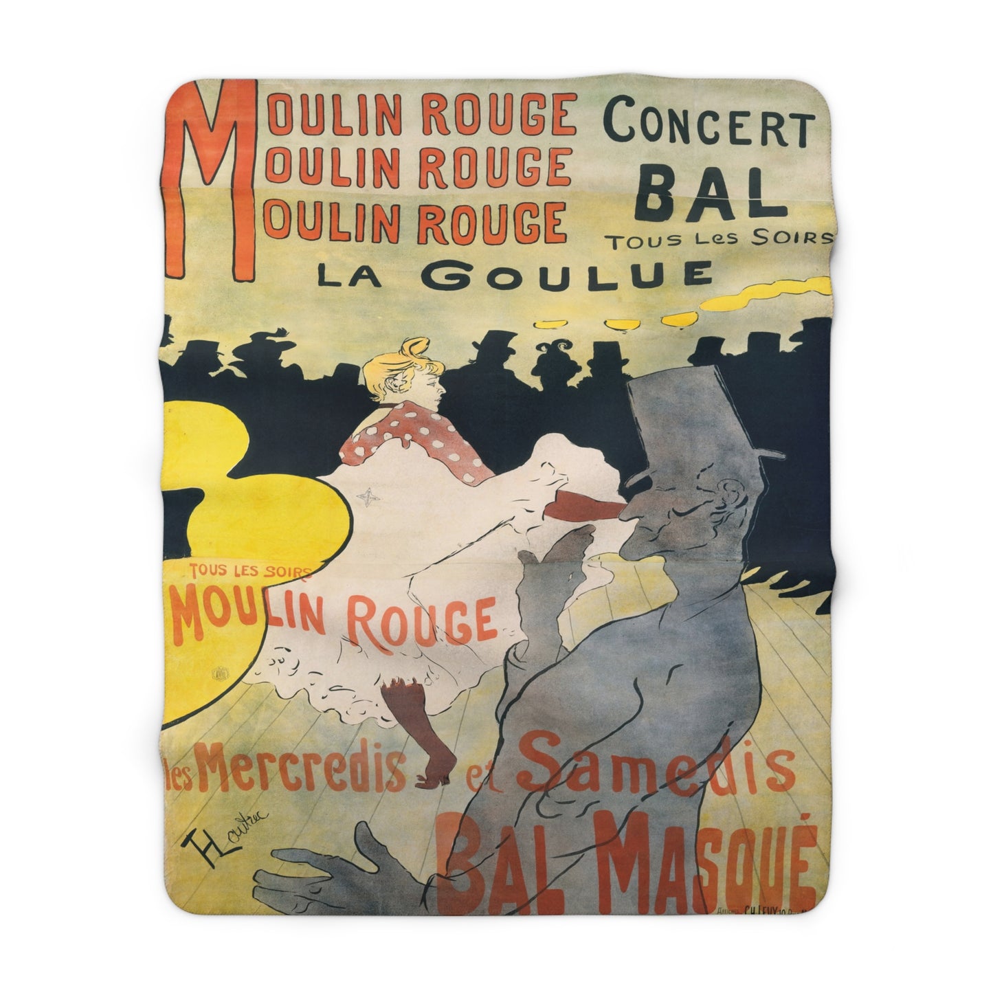 Toulouse-Lautrec, Henri - Moulin Rouge - La Goulue (1891) - Sherpa Fleece Blanket