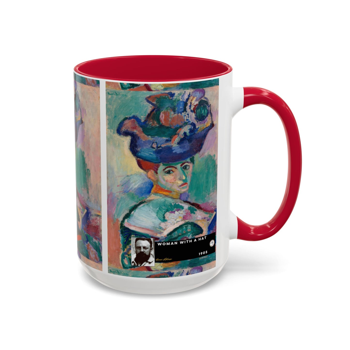 Matisse, Henri - Woman with a Hat (1905) - Colorful Accent Mugs