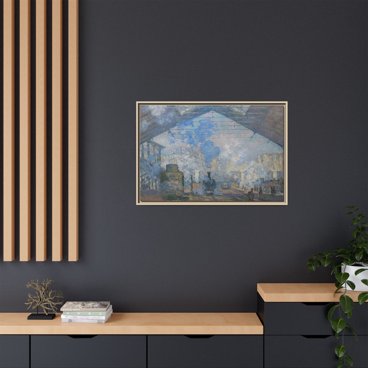 Monet, Claude - Le Gare Saint-Lazare (1877) - Matte Canvas, Framed