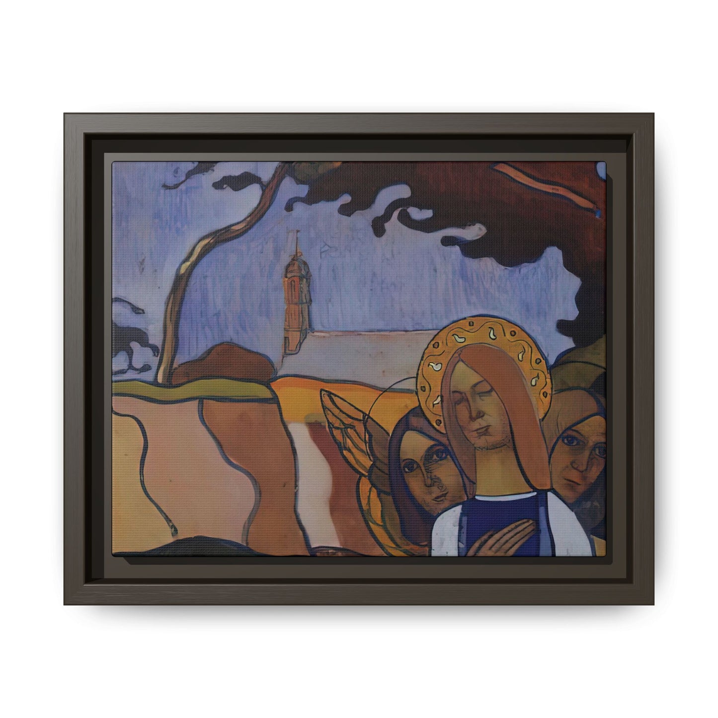Filiger, Charles - Virgin and Two Angels (1895) - Matte Canvas, Framed